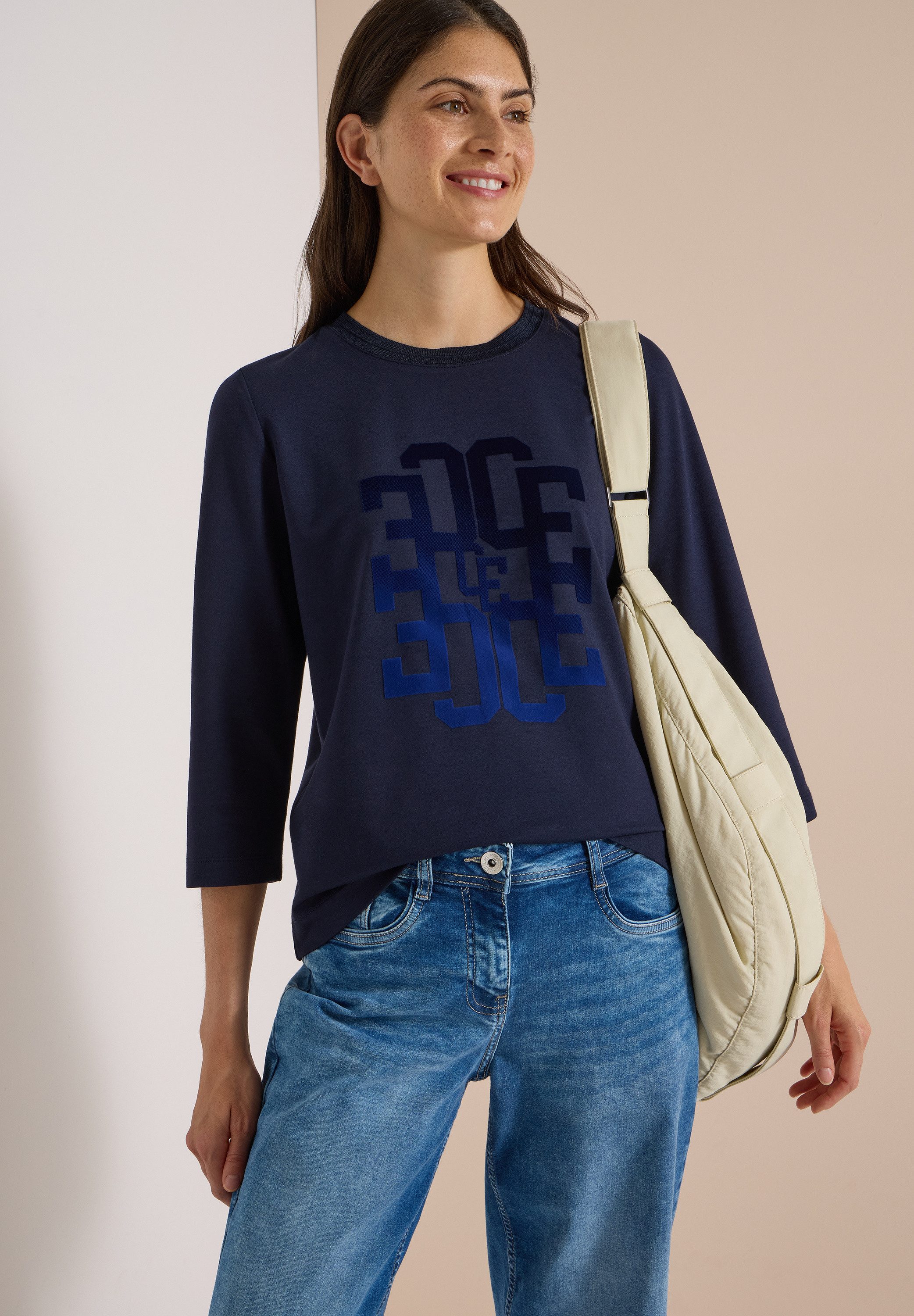 CECIL 3/4-Arm-Shirt mit Rundhals und Wording – Bild 4 von 5