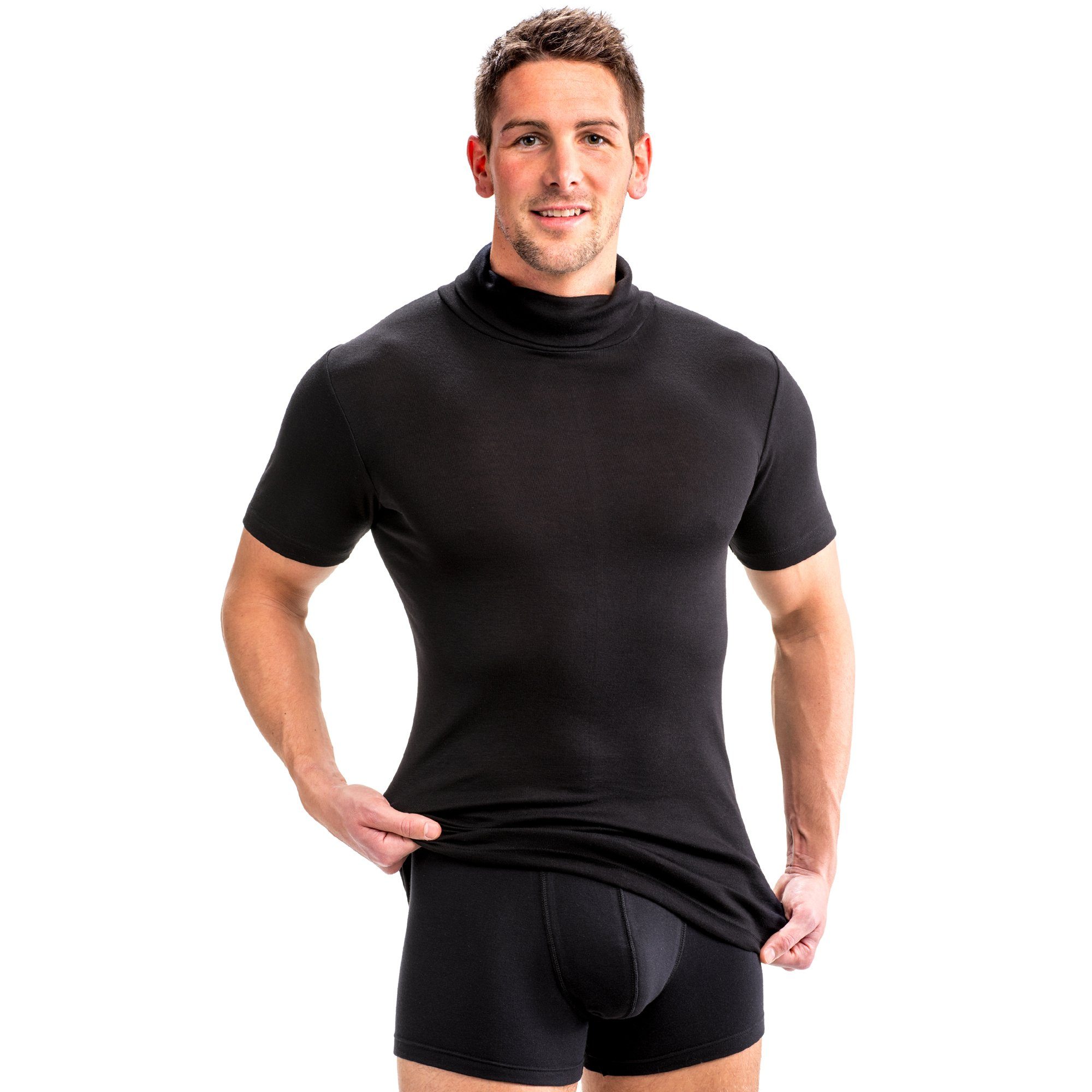 HERMKO Unterziehshirt 16855 2er Pack Herren kurzarm Shirt mit Rollkragen günstig online kaufen
