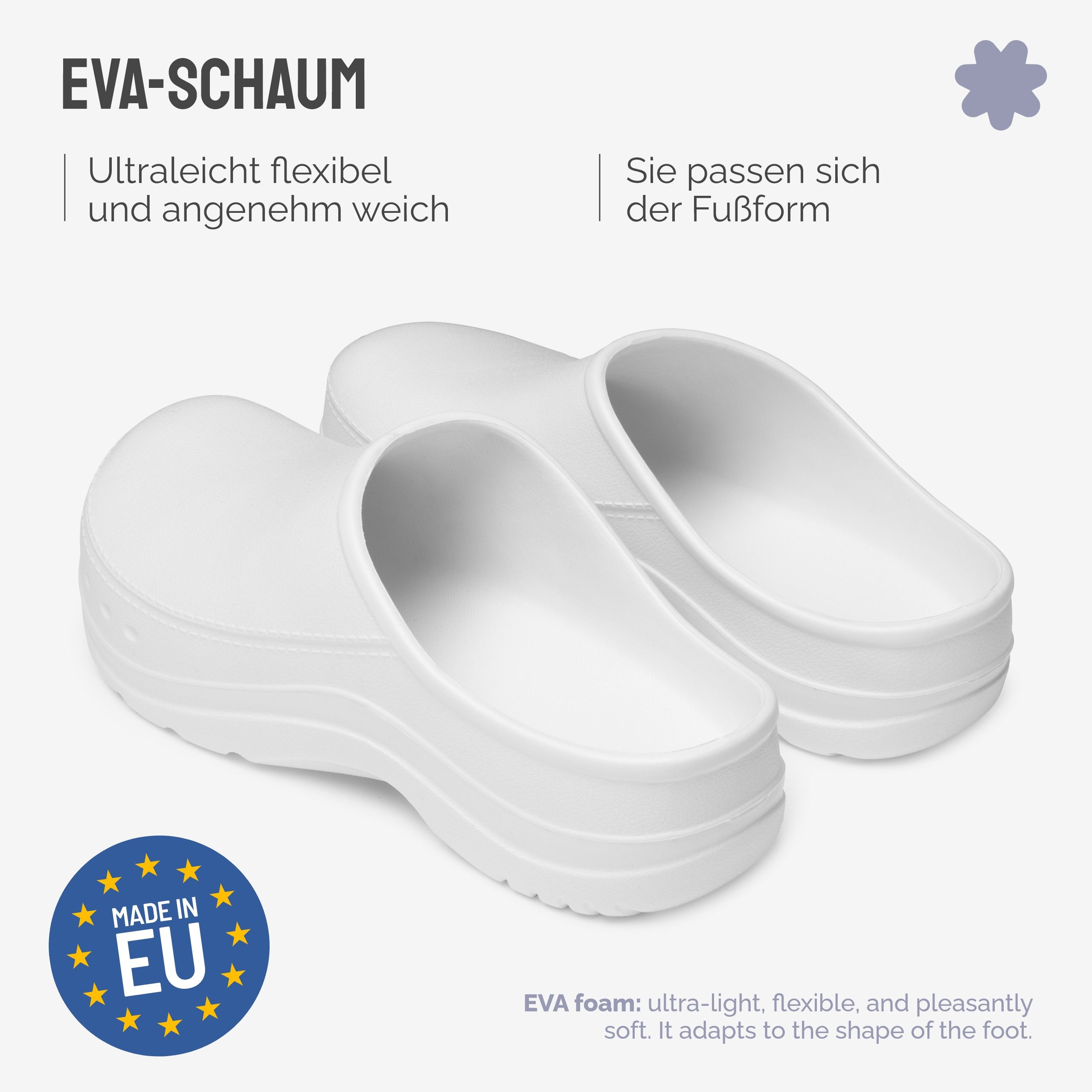Ladeheid Gartenclogs für Damen Ultraleicht EVA Gartenschuhe LA-CA-25 Clog (40 EU, Weiß) Wasserdicht & Flexibel
