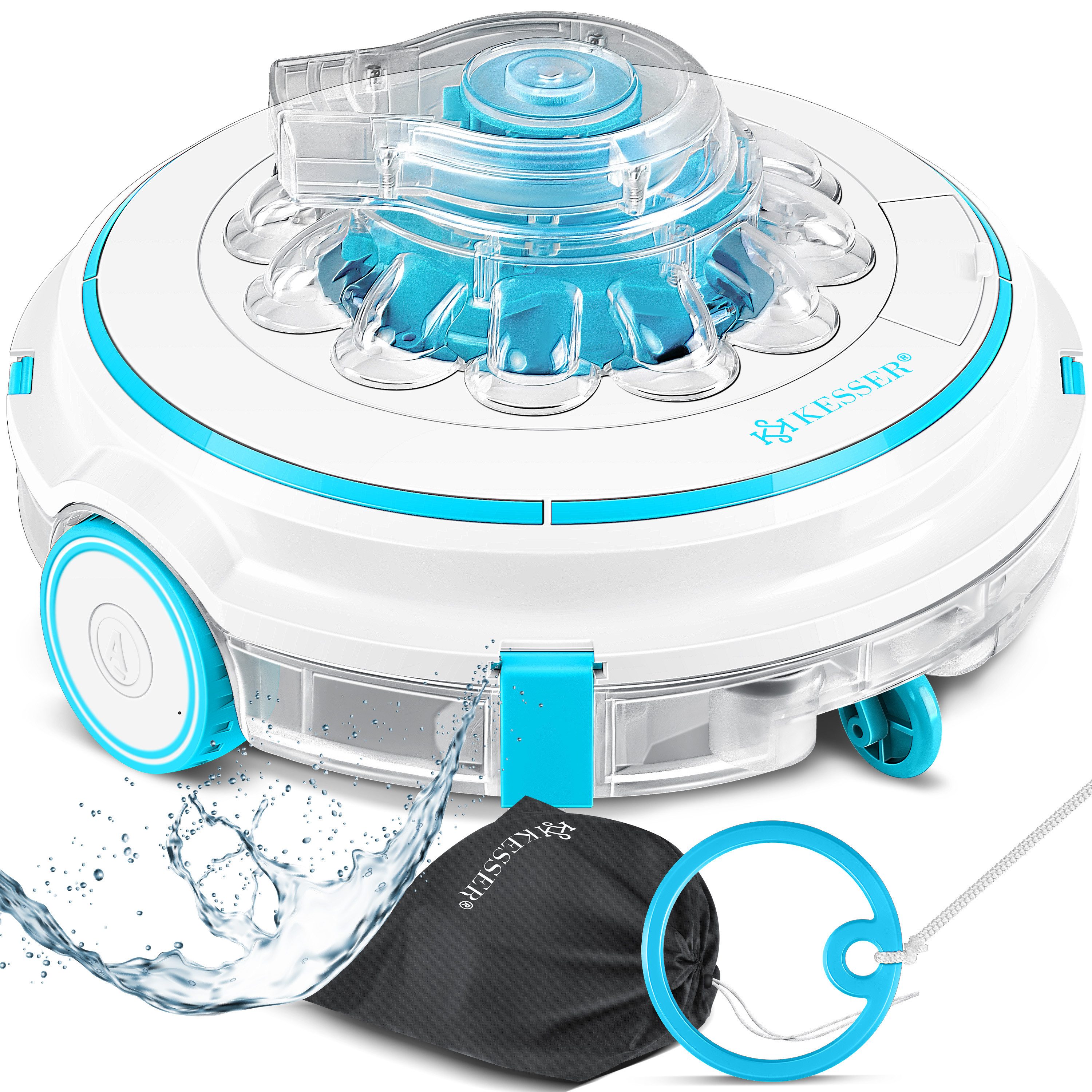 KESSER Poolroboter, Poolroboter Poolsauger Poolreiniger Akku Aqua-9000 mit Transporttasche