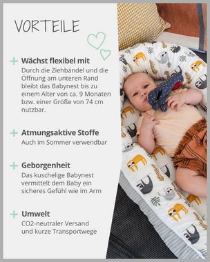 ULLENBOOM ® Bettnestchen Kuschelnest Baby 55x95 cm, kuscheliges Babynest, Made in EU, (1-tlg), Ideal für Neugeborene als Reisebett, Sand Savanne