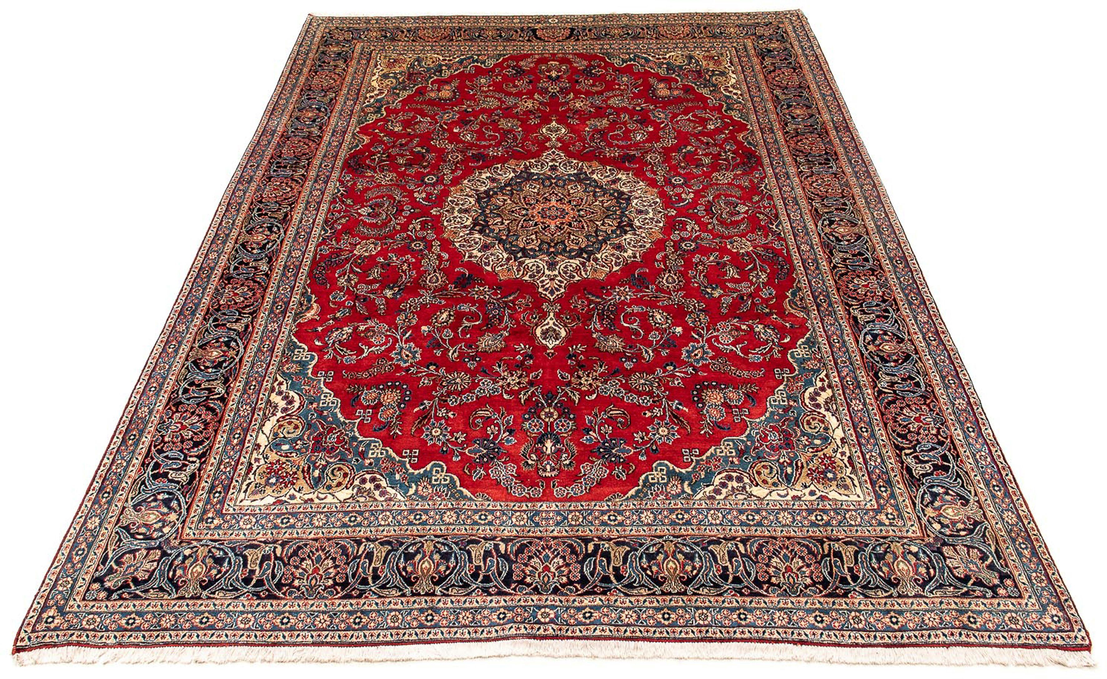 Orientteppich Perser - Nomadic - 379 x 264 cm - rot, morgenland, rechteckig, Höhe: 10 mm, Wohnzimmer, Handgeknüpft, Einzelstück mit Zertifikat