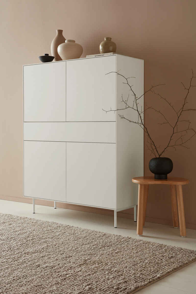 LeGer Home by Lena Gercke Highboard Essentials, Höhe: 144cm, MDF lackiert, Push-to-open-Funktion