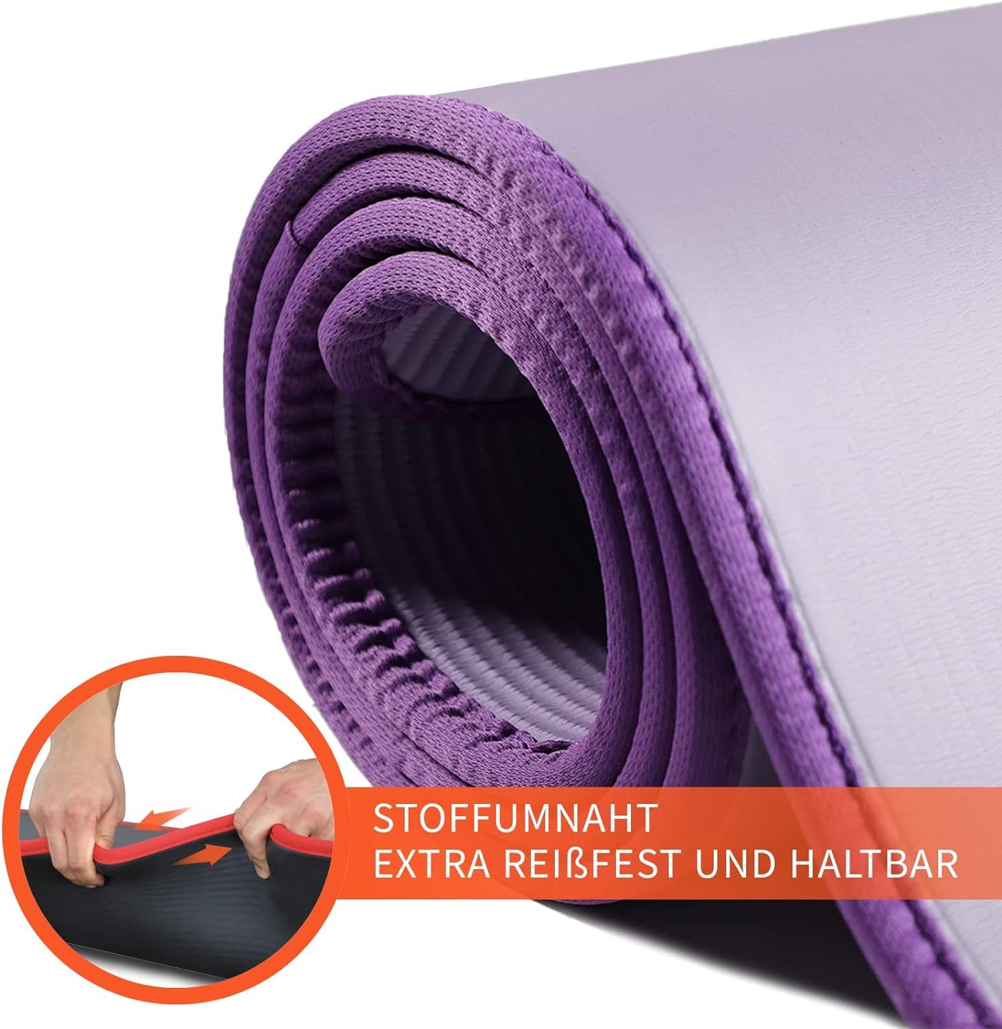 DH FitLife Fitnessmatte 183x61 cm, 10mm dicke Sportmatte, Yogamatte rutschfest (Gymnastikmatte gelenkschonend, Trainingsmatte & Bodenschutzmatte), für Home Workout & Fitness