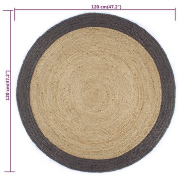 Teppich Handgefertigt Jute mit Dunkelgrauem Rand 120 cm, furnicato, Runde
