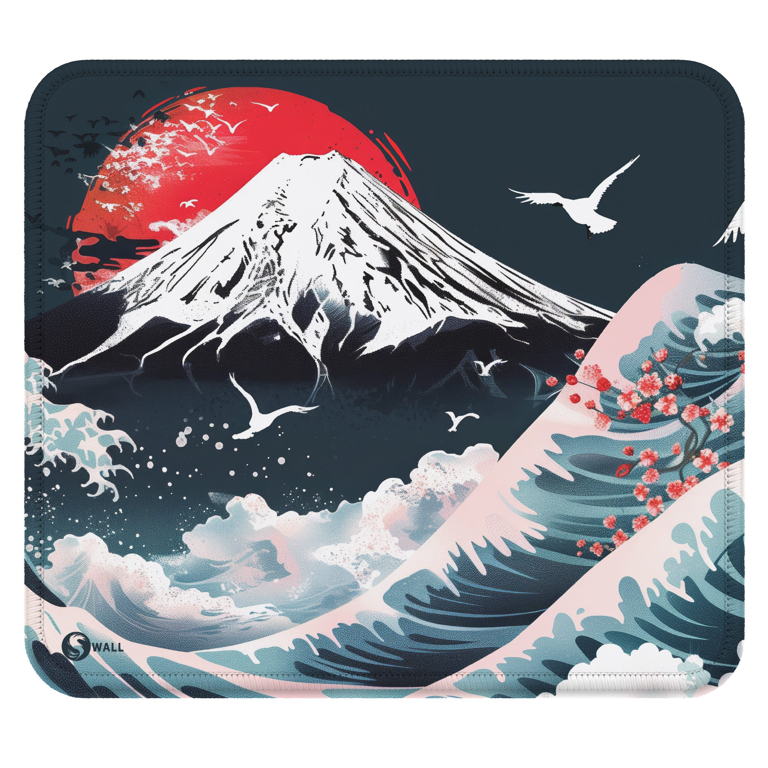 Sunnywall Gaming Mauspad Speed Mousepad XXL Premium 4 mm - Fujiyama Sakura Japan (inkl. Wallpaper), 45x40, 80x30, 90x40 cm, rutschfest, vernähte Ränder, Tischunterlage