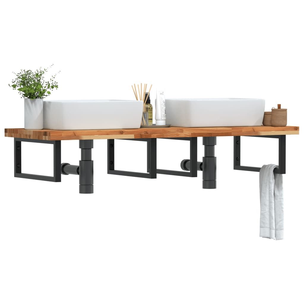 vidaXL Badezimmerspiegelschrank Waschbeckenregal Wandmontage Stahl und nholz (1-St)