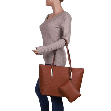 Ital-Design Schultertasche Große, Damentasche Shopper mit extra-Taschen