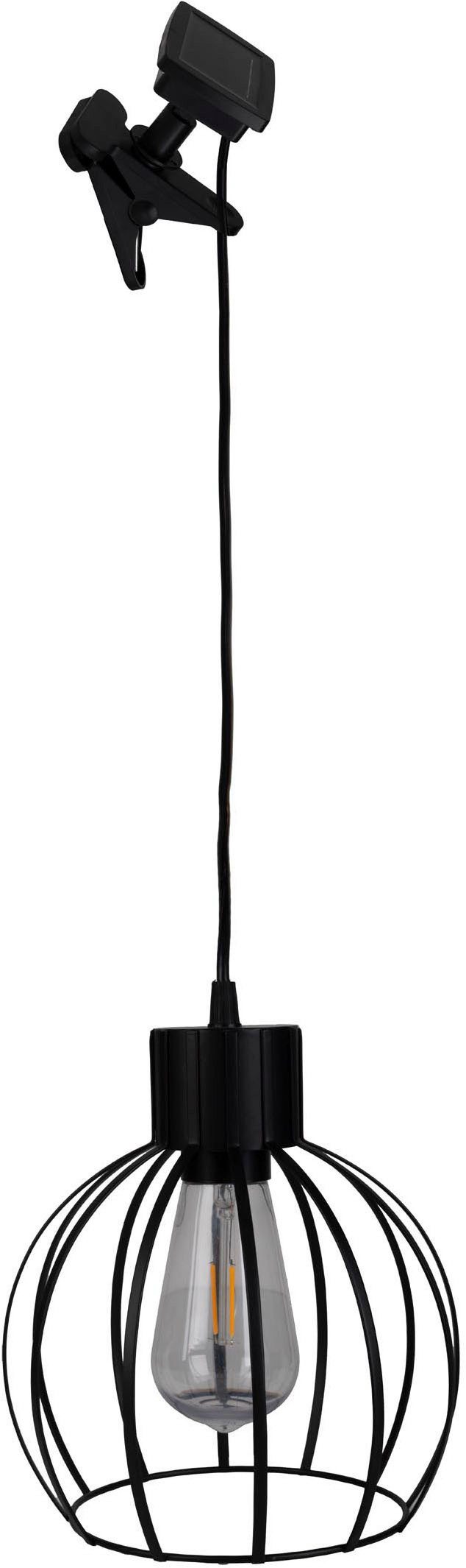 näve LED Solarleuchte Solar- / Pendelleuchte schwarz "GRID", LED fest integriert, Warmweiß, Inkl. Dämmerungssensor