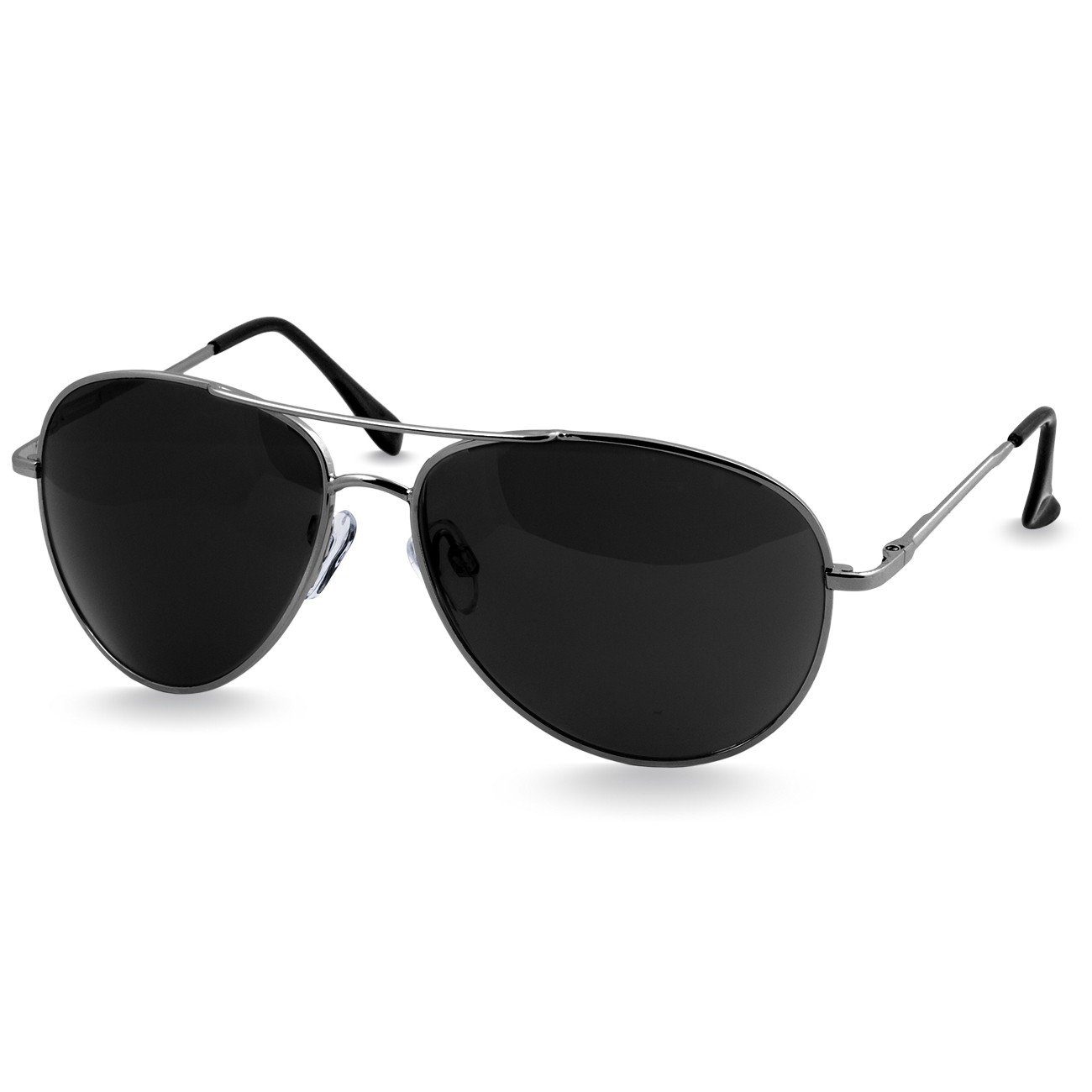 Pilotenbrille Retro SG013 / Unisex Caspar Sonnenbrille silber schwarz klassische