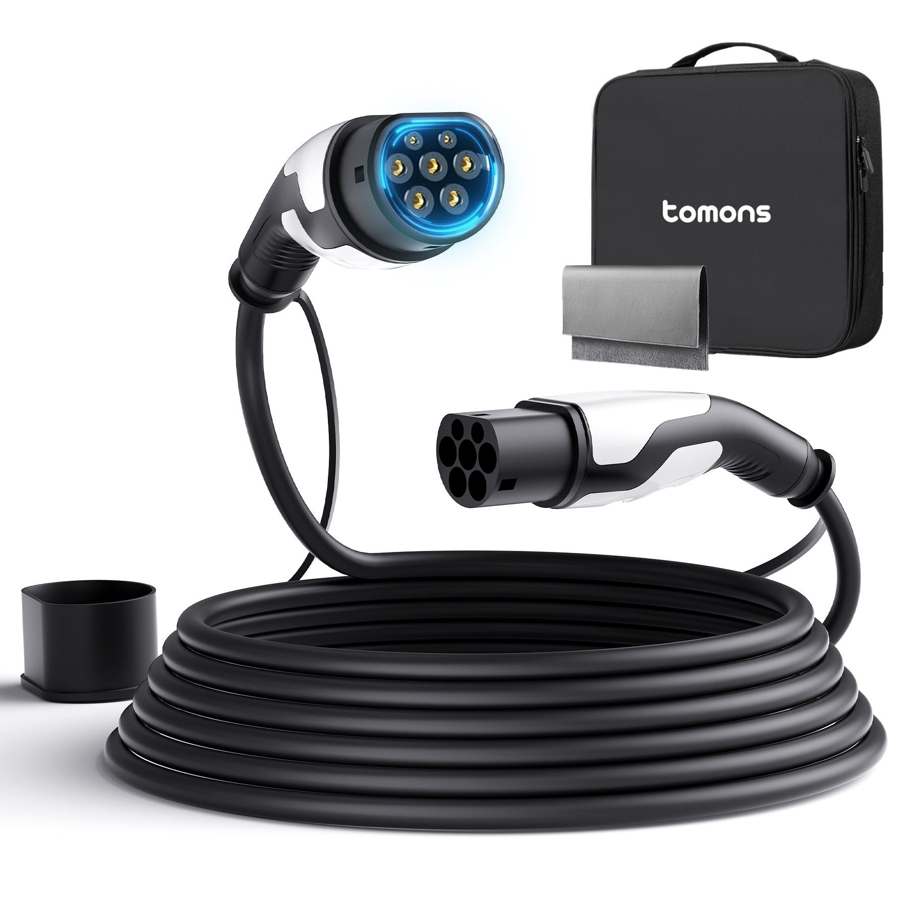 Tomons Typ 2 Ladekabel, 11KW 16A 22KW 32A, Ladekabel Elektroauto für EV/PHEV Autoladekabel, (500 cm), IP55