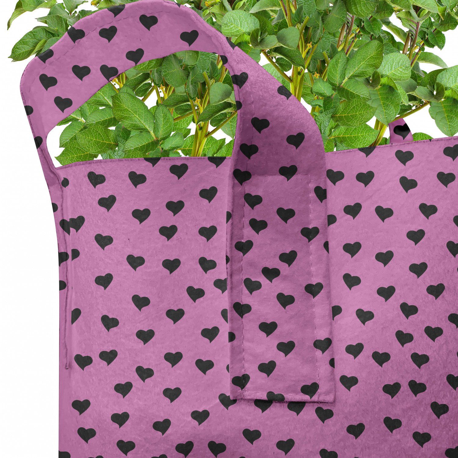 Pflanzen, Hearts mit Romantic Pflanzkübel Abakuhaus Hot Black für hochleistungsfähig Stofftöpfe Pink Griffen