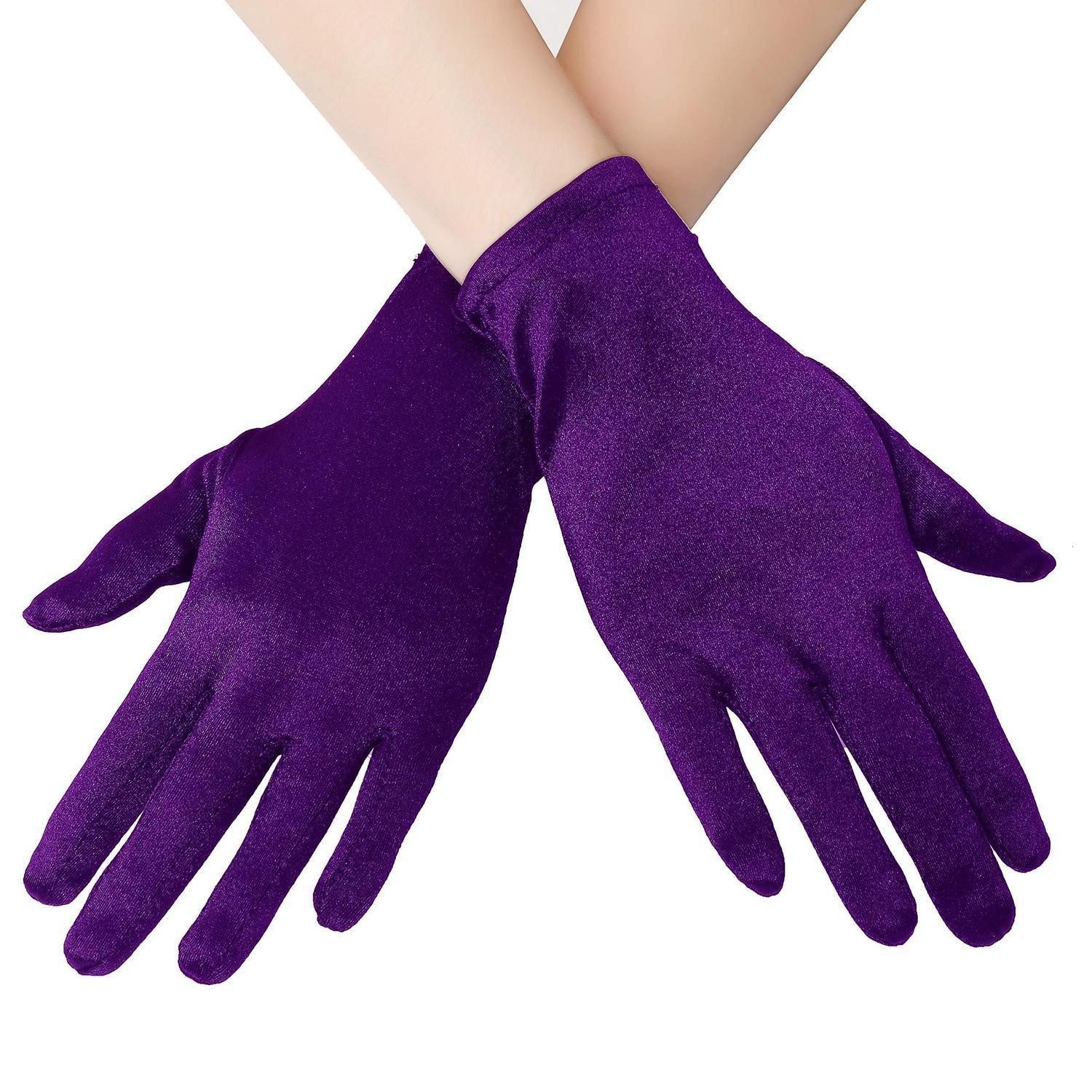 LuxusKollektion Abendhandschuhe Handschuhe Damen violett Handgelenklang 22cm Sat P/E (1-St)