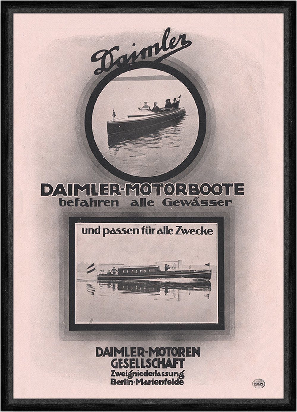 Kunstdruck Daimler Motorboote Berlin Marienfelde Gewässer Plakat Braunbeck Faks_M, (1 St)