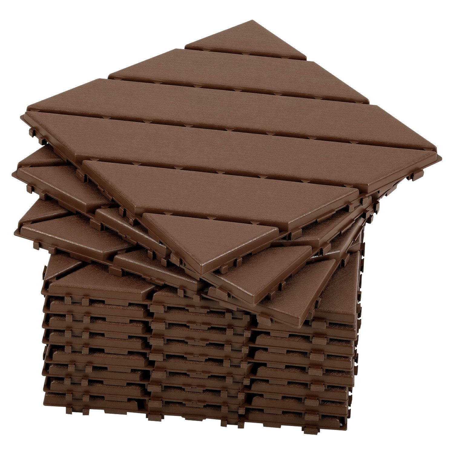 Terrassenplatte 110 Stück Balkonfliesen Klicksystem 30x30 Kunststofffliesen braun