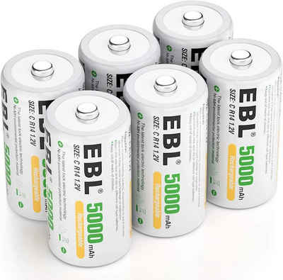 EBL Wiederaufladbare C-Batterien 5000mAh Ni-MH C Größe Batterie Akku (1,2 V)
