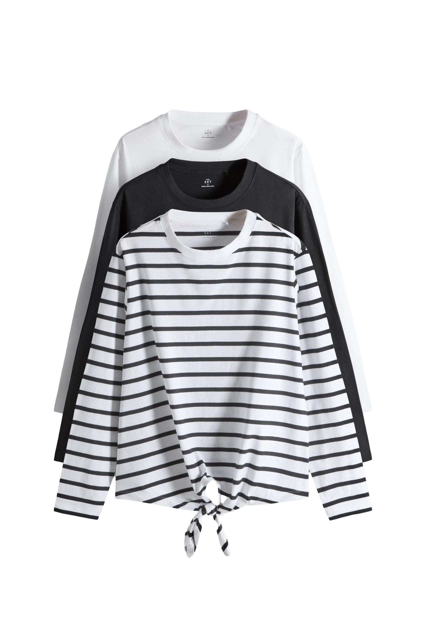 The Set Langarmshirt The Set Langarmshirts mit Bindefront, 3er-Pack (3-tlg) günstig online kaufen