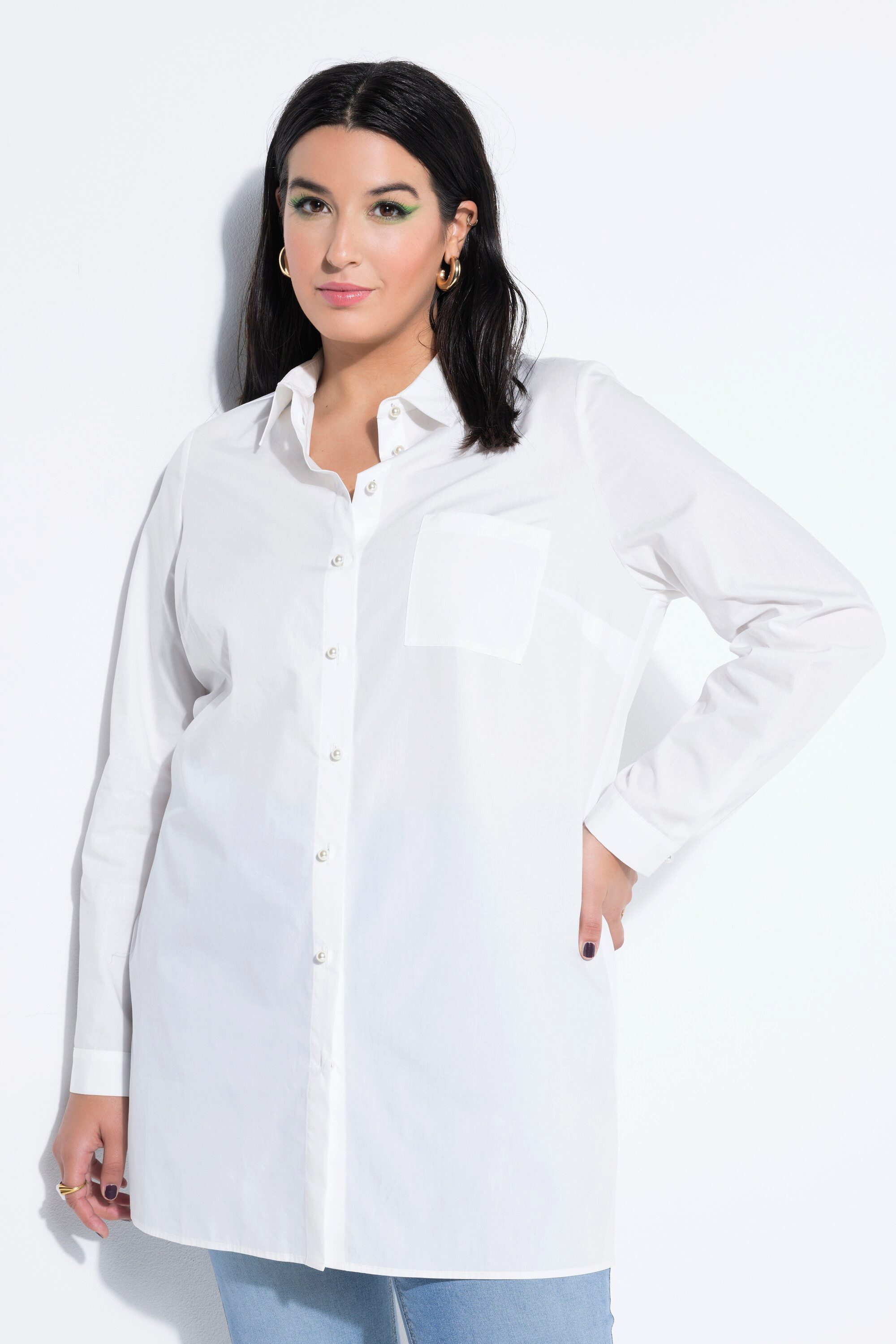 Studio Untold Hemdbluse Hemdbluse Boxy Shape Zierperlen-Knöpfe