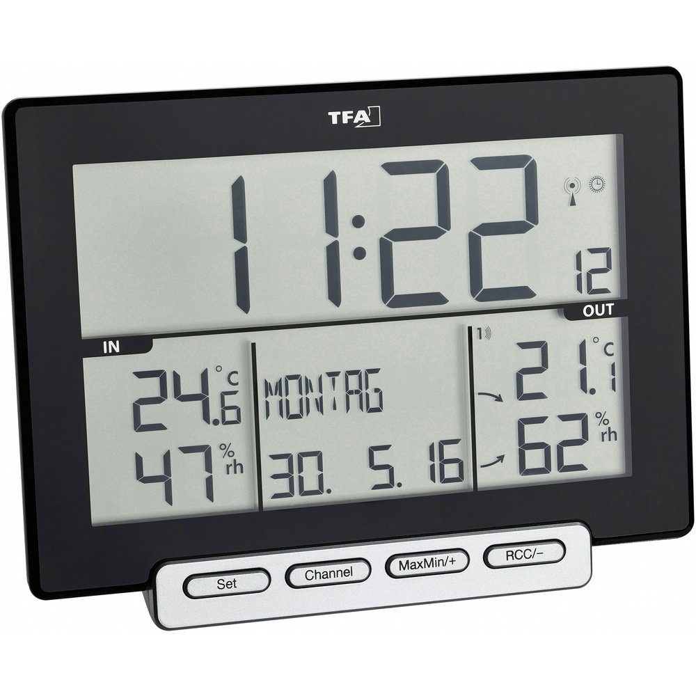 Hygrometer TFA Dostmann Trinity Funk-Thermo-/Hygrometer Schwarz 30.3058.01