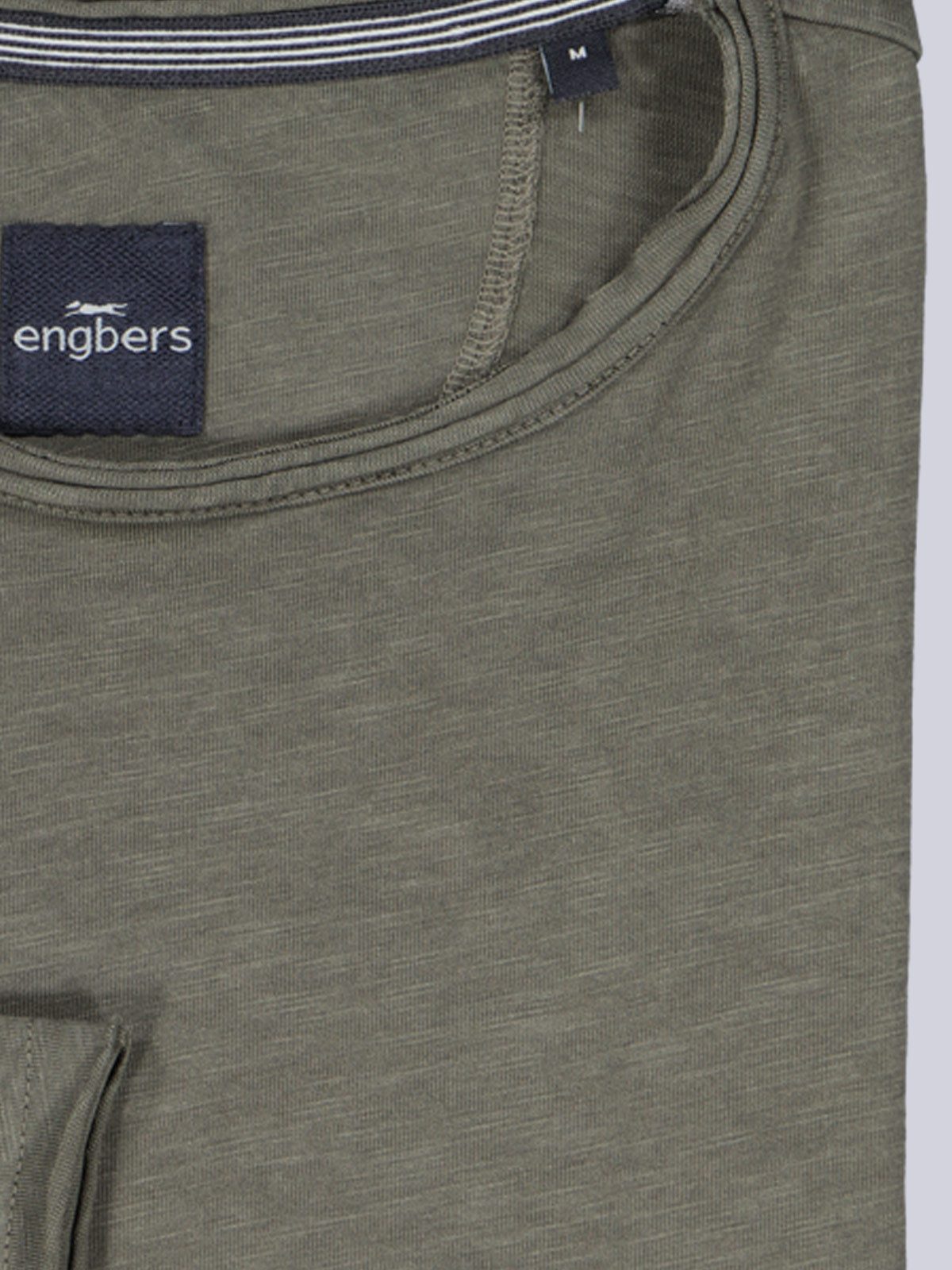 Engbers Langarmshirt Herren Rundhals Shirt, Oliv