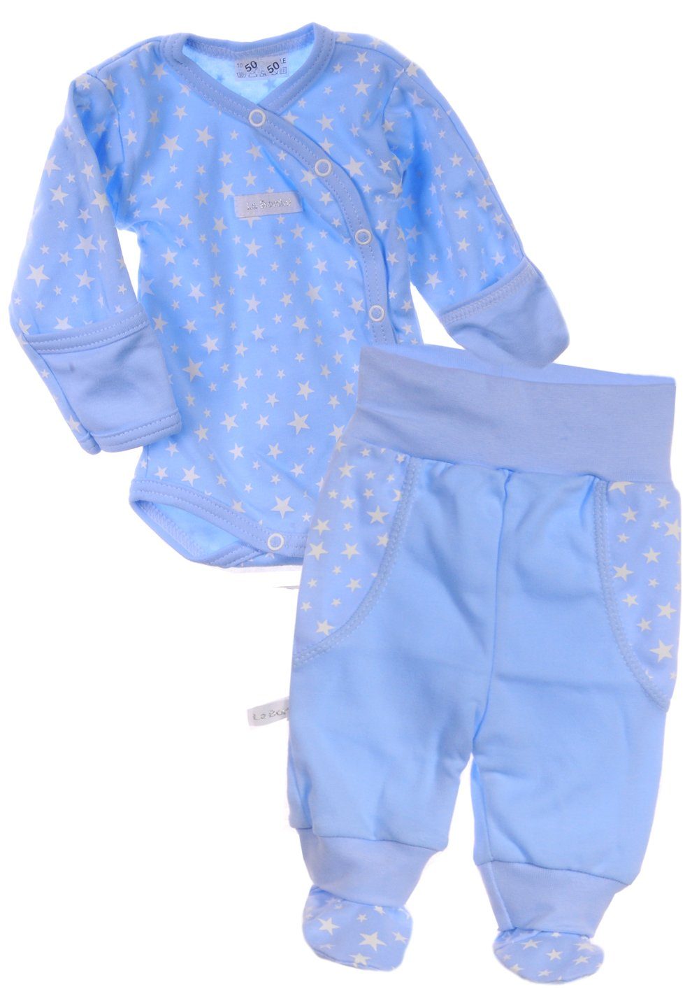 La Bortini Body & Hose Wickelbody und Hose Baby Anzug 2tlg. Set Body 46 50 56 62 68 74 80 aus reiner Baumwolle