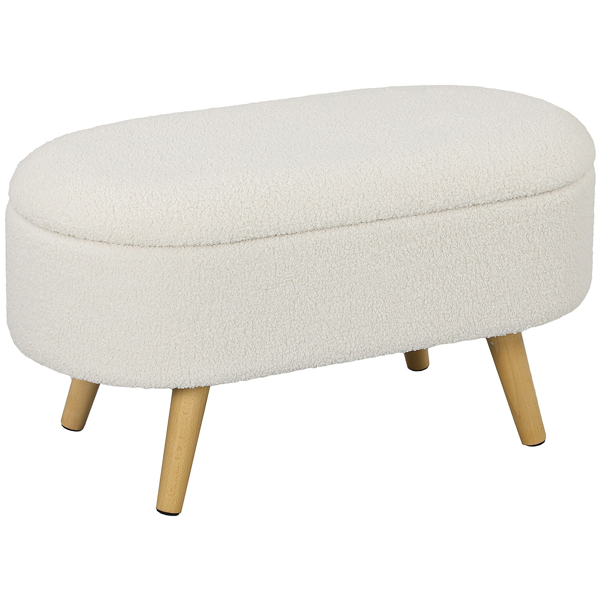 HOMCOM Sitzbank Polsterbank mit Teddysamtoptik, Bettbank mit Deckel, Holzbeine (Truhenbank, 1-St., Polsterbank), für Flur Schlafzimmer Wohnzimmer, Holzrahmen 82 – Bild 2 von 5