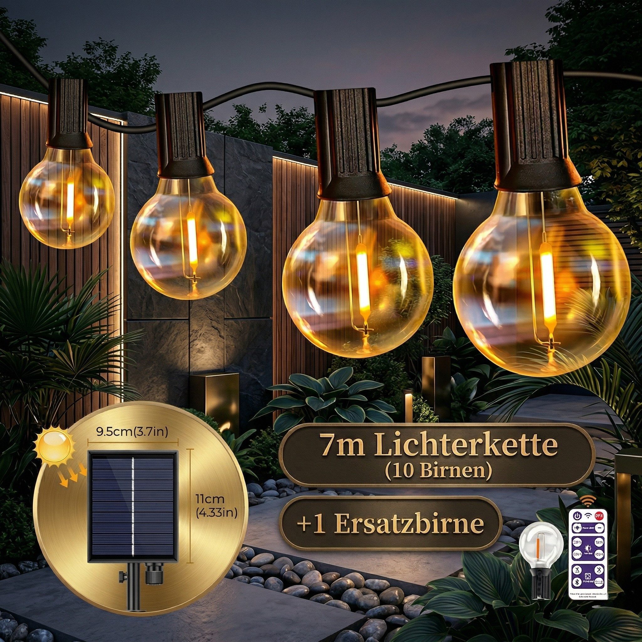 Norvéa Home LED-Lichterkette LED Solar-Lichterkette Outdoor mit USB, Timer & Fernbedienung, Solar- & USB-Betrieb mit Timer und Fernbedienung