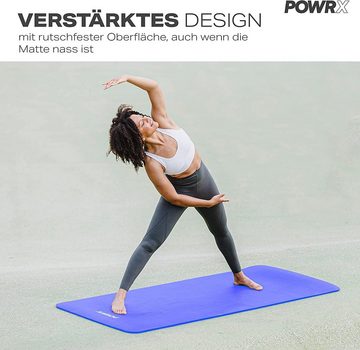 POWRX Yogamatte Gymnastik- & Yogamatte Dunkelblau, 190x60x1cm inkl. Tragegurt + Tasche, Dunkelblau 190 X 60 X 1 Cm