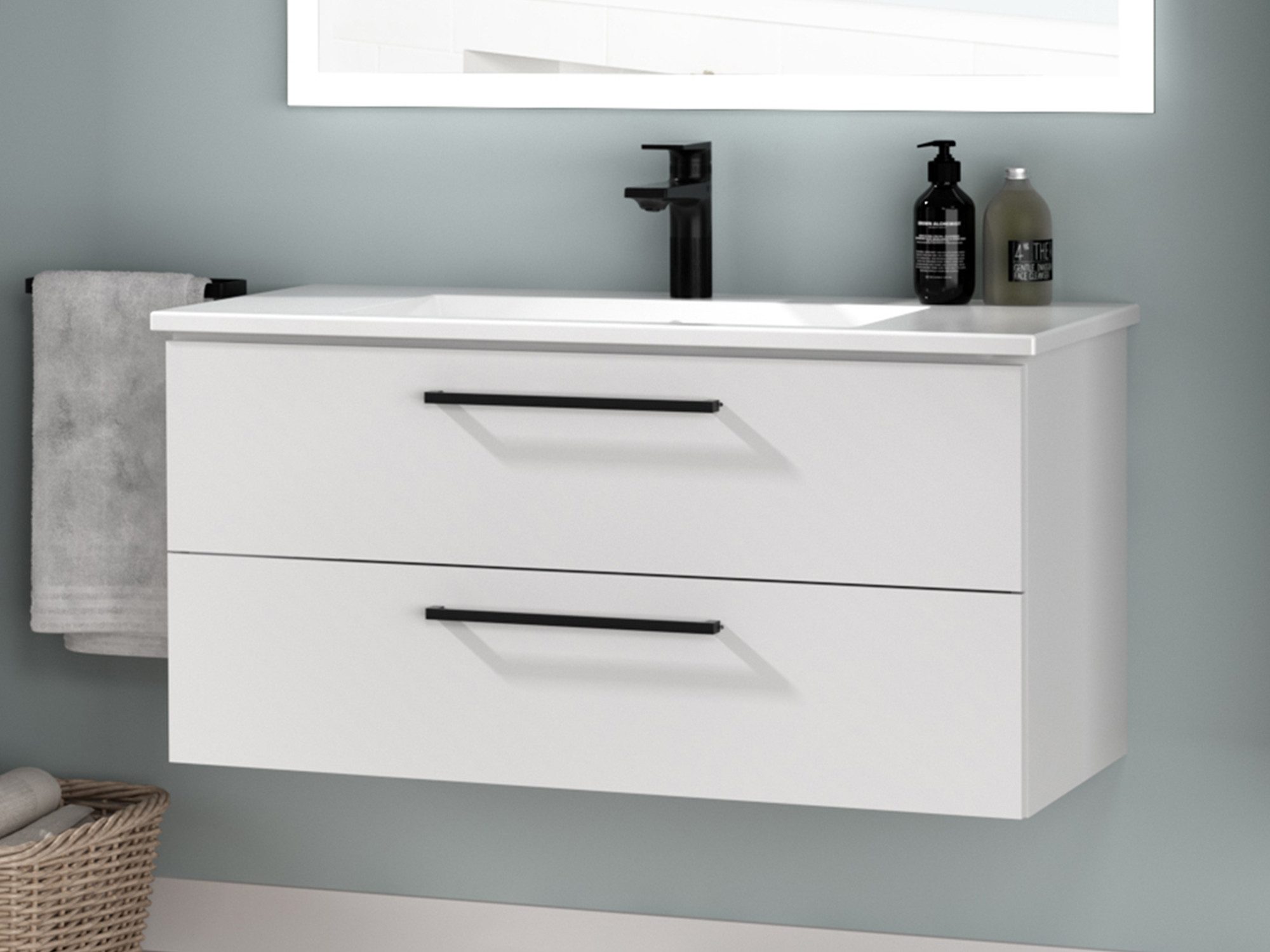 Aqua Bagno Badmöbel-Set Badschrank mit Waschbecken günstig online kaufen