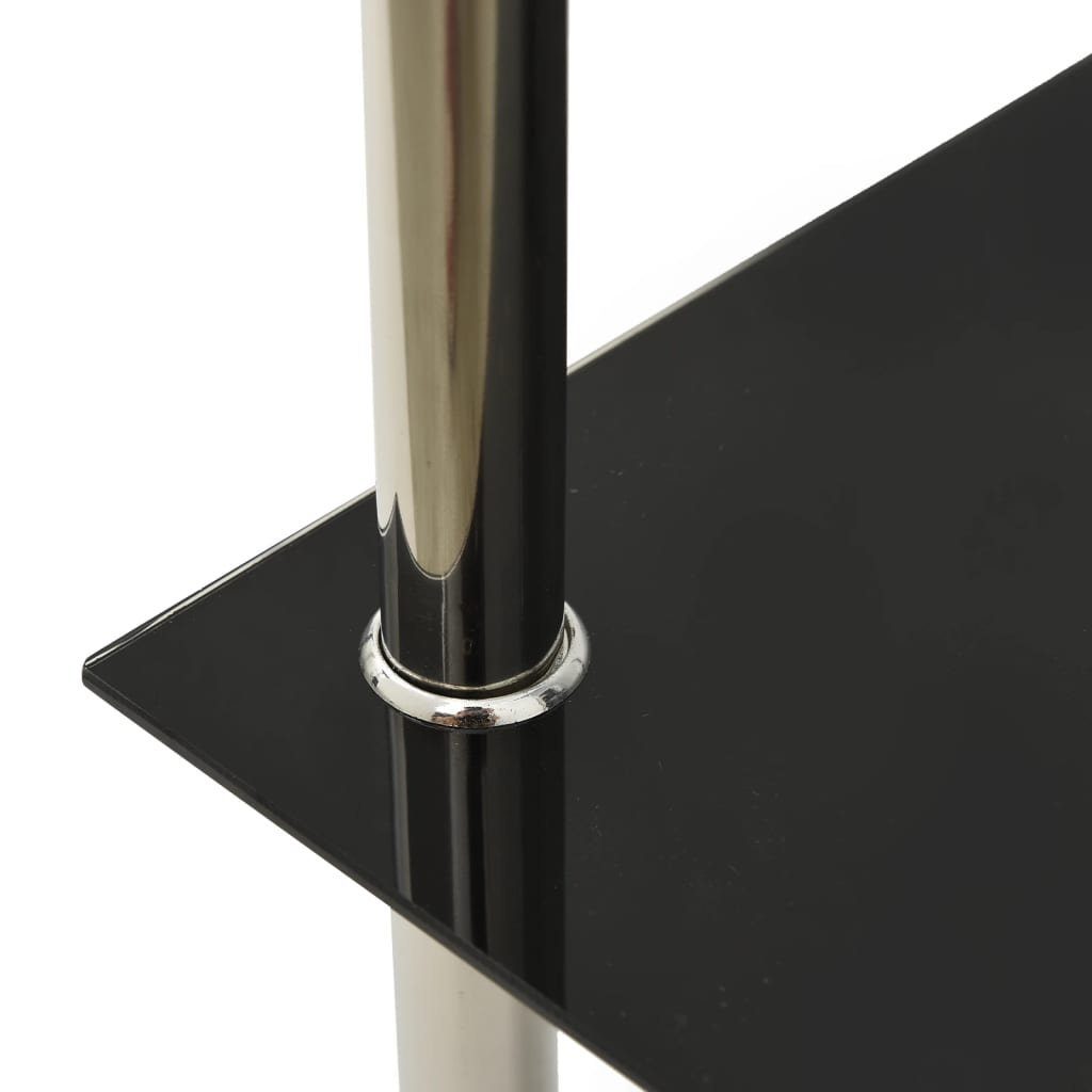 vidaXL Beistelltisch Beistelltisch mit 2 Schwarz Transparent Hartglas cm 38x38x50 und (1-St) Ablagen Schwarz | Transparent Transparent und