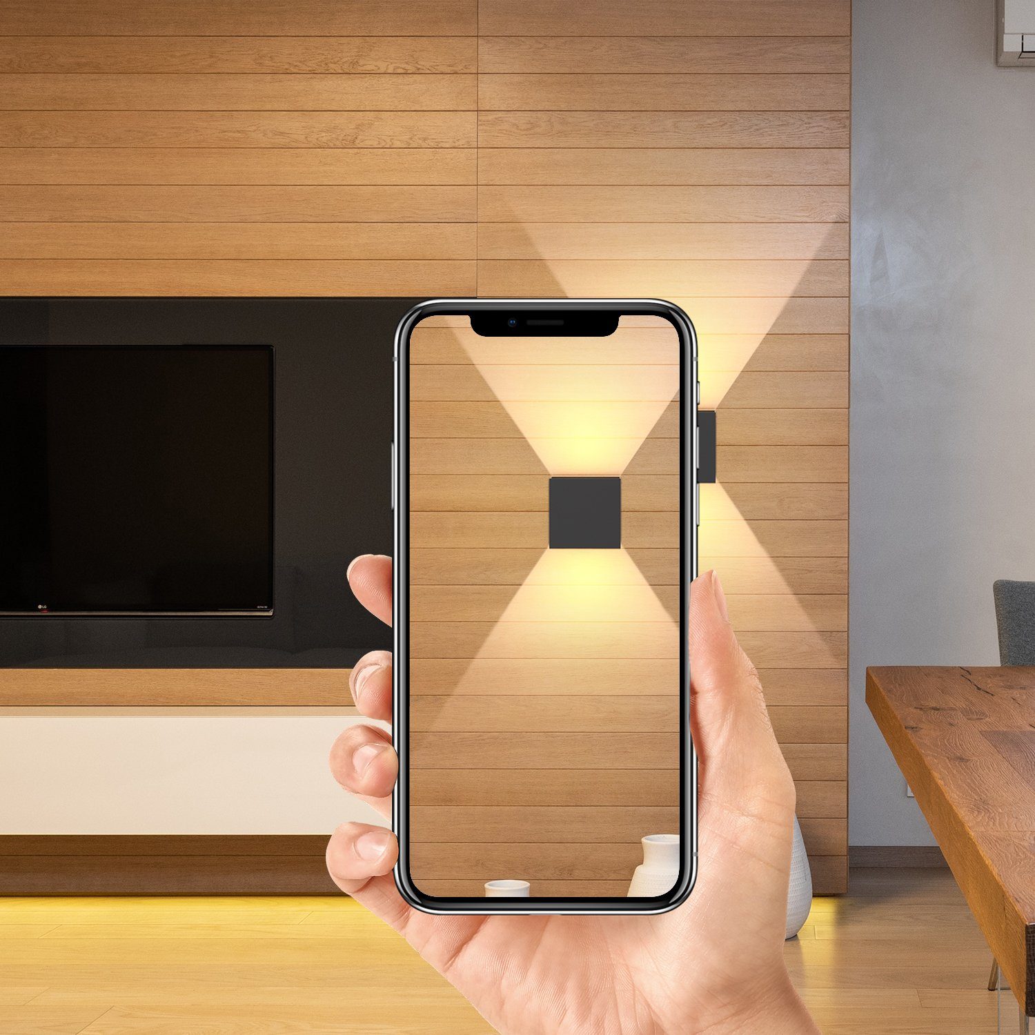 ZMH LED Wandleuchte Wandlampe Schwarz - Modern Außenwandleuchte Schlafzimmer, 3000k, IP65 Wandleuchte Garten – Bild 4 von 5