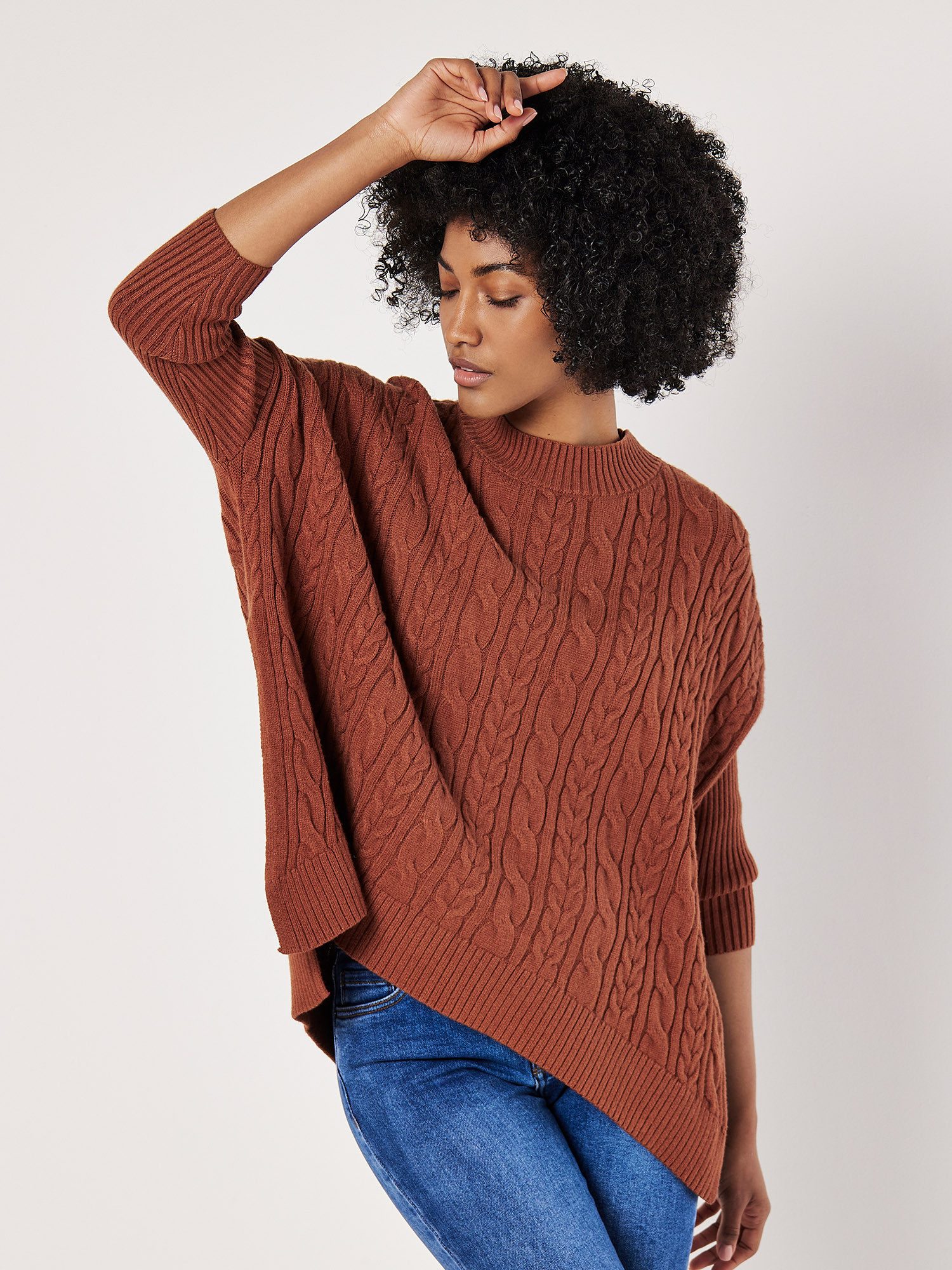 Apricot Rundhalspullover Oversized Pullover (1-tlg) mit Zopfmuster günstig online kaufen