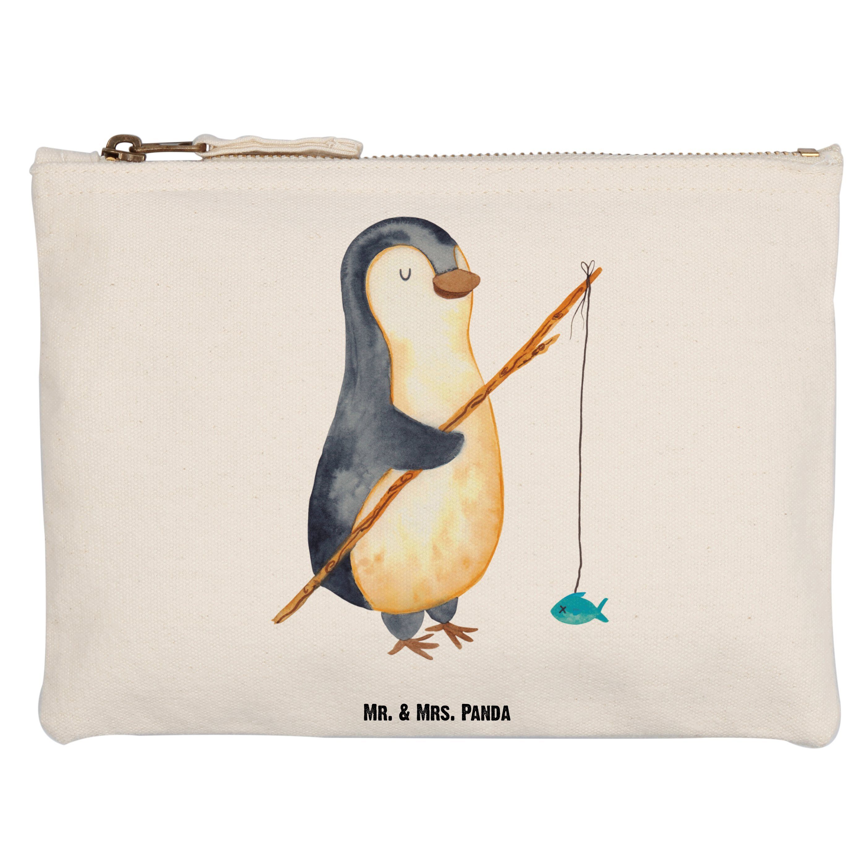 Mr. & Mrs. Panda Kosmetiktasche Grösse XL Große Pinguin Angler - Weiß - Geschenk, Motivation, Etui, K (1-tlg), Vielseitig nutzbar