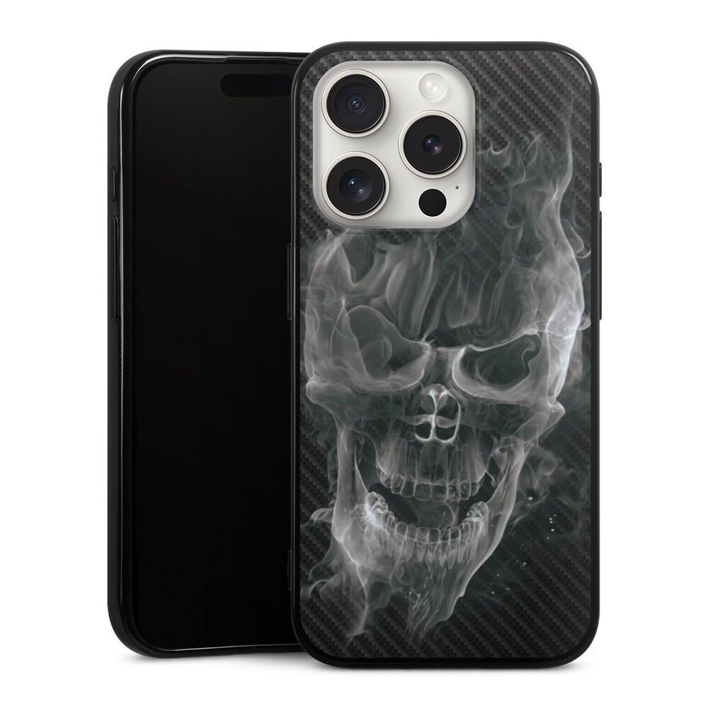 Handyhülle Totenkopf Schädel Carbon Smoke Skull Carbon