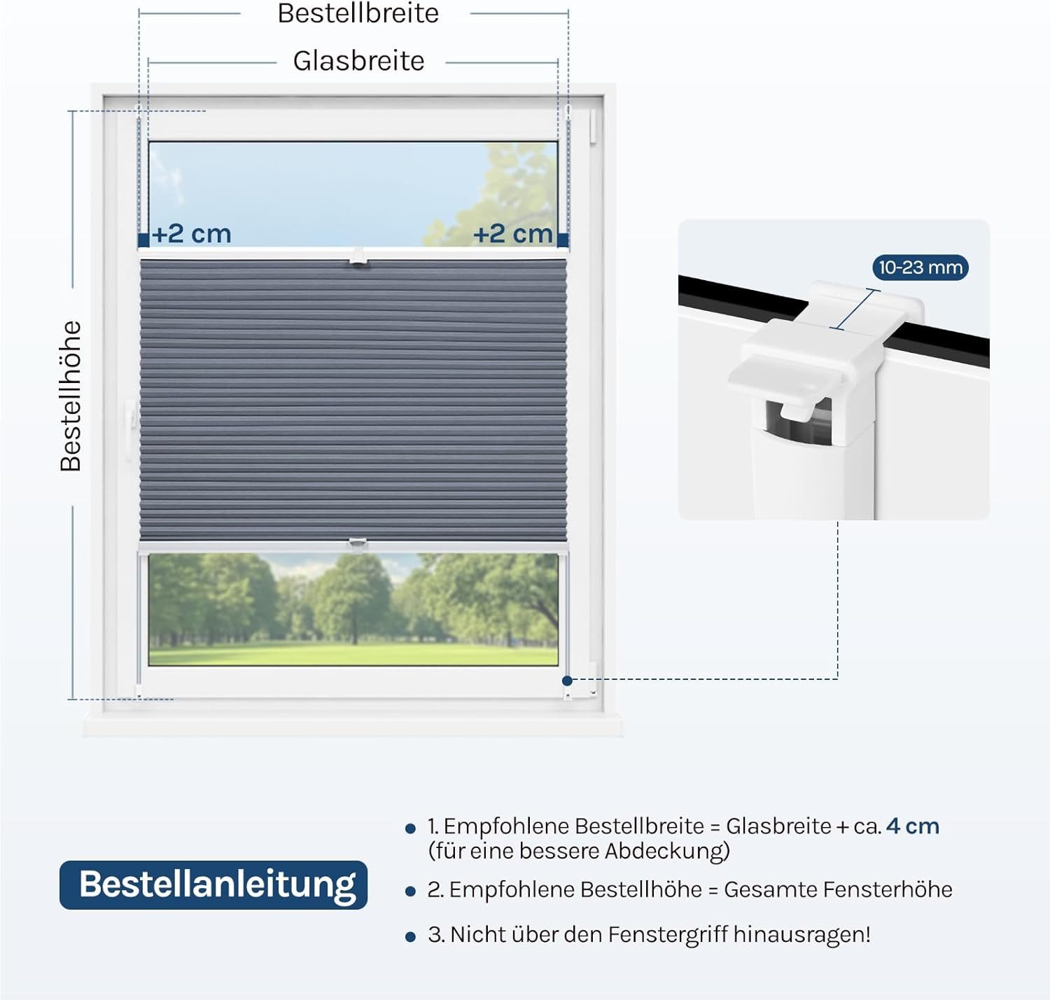 Woltu Plissee, verdunkelnd, verspannt, Klemmfix, Wabenplissees ohne Bohren