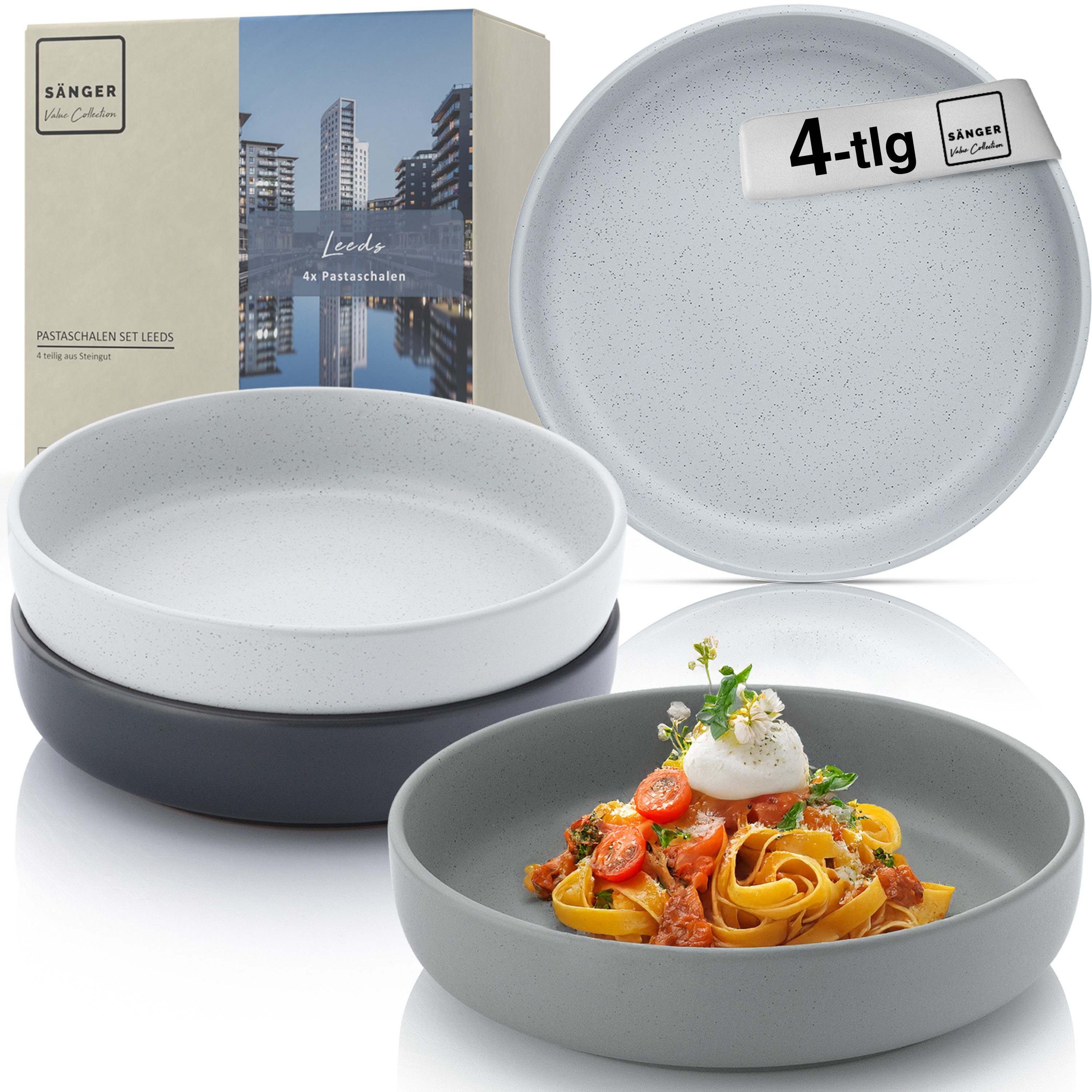 SÄNGER Teller Leeds, (4 St), Leeds, 4x Pastaschalen, Erweiterbar, VALUE COLLECTION