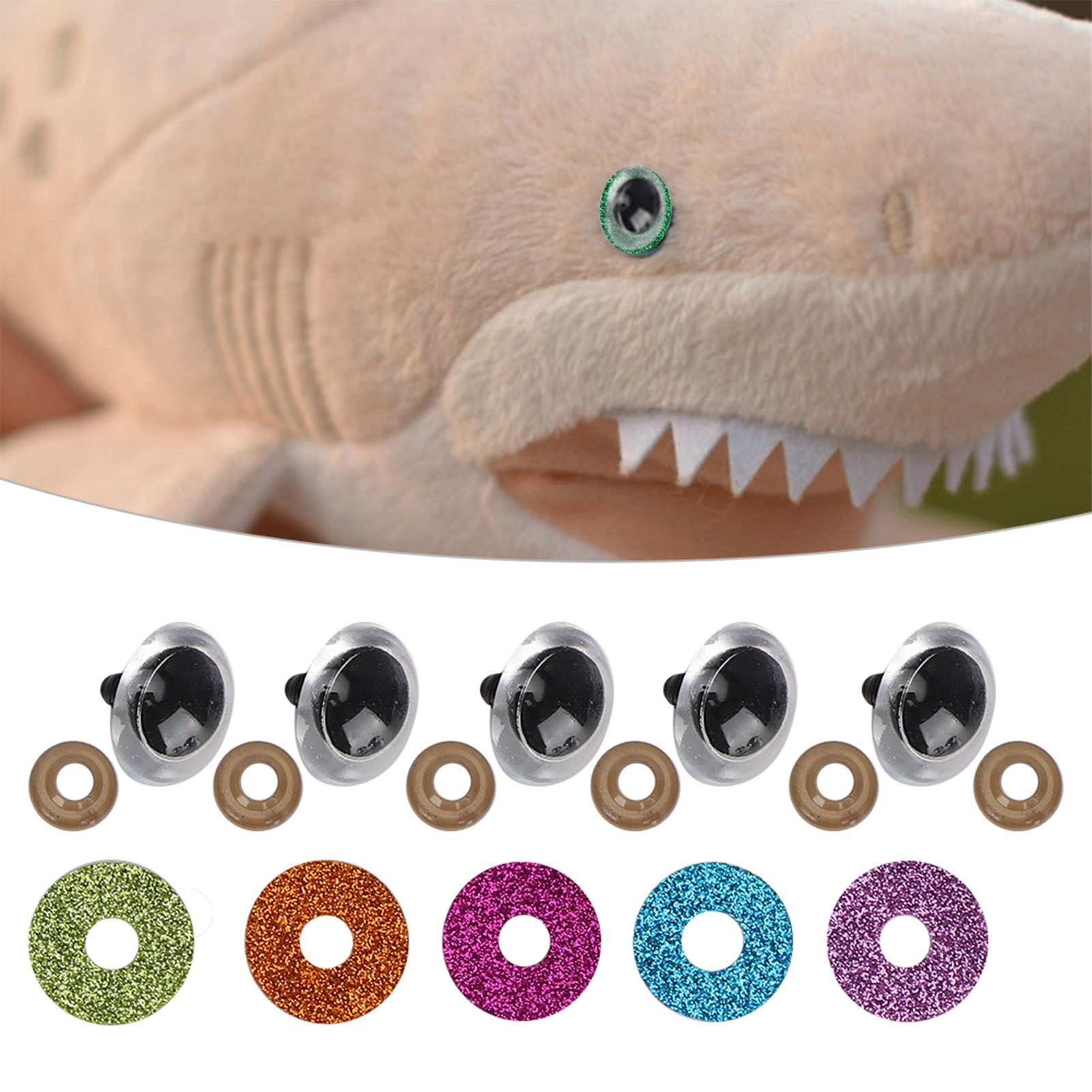 Kityhome Plüschanhänger DIY 20MM Glitzaugen mit Glitzer-Glimmer-Ringen für Plüschtiere, für DIY-Liebhaber