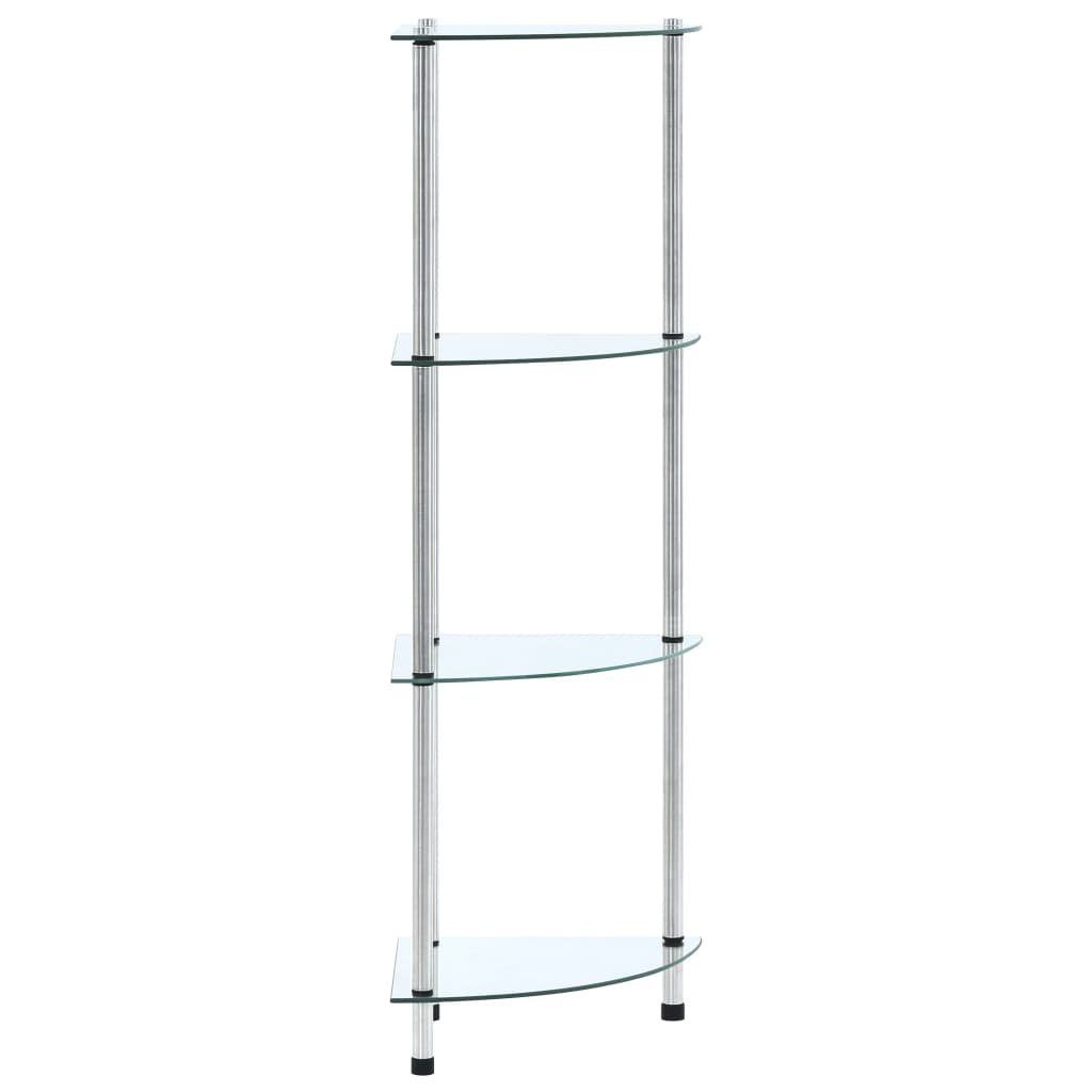 furnicato Bücherregal Regal mit 4 Ablagen Transparent 30x30x100 cm Hartglas