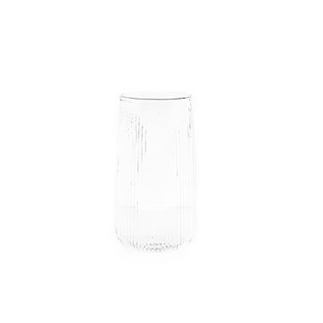 Mulex Glas Glas 2er Set Stripe Riffel Longdrink-Glas, Glas, Hitzebeständig 500ml