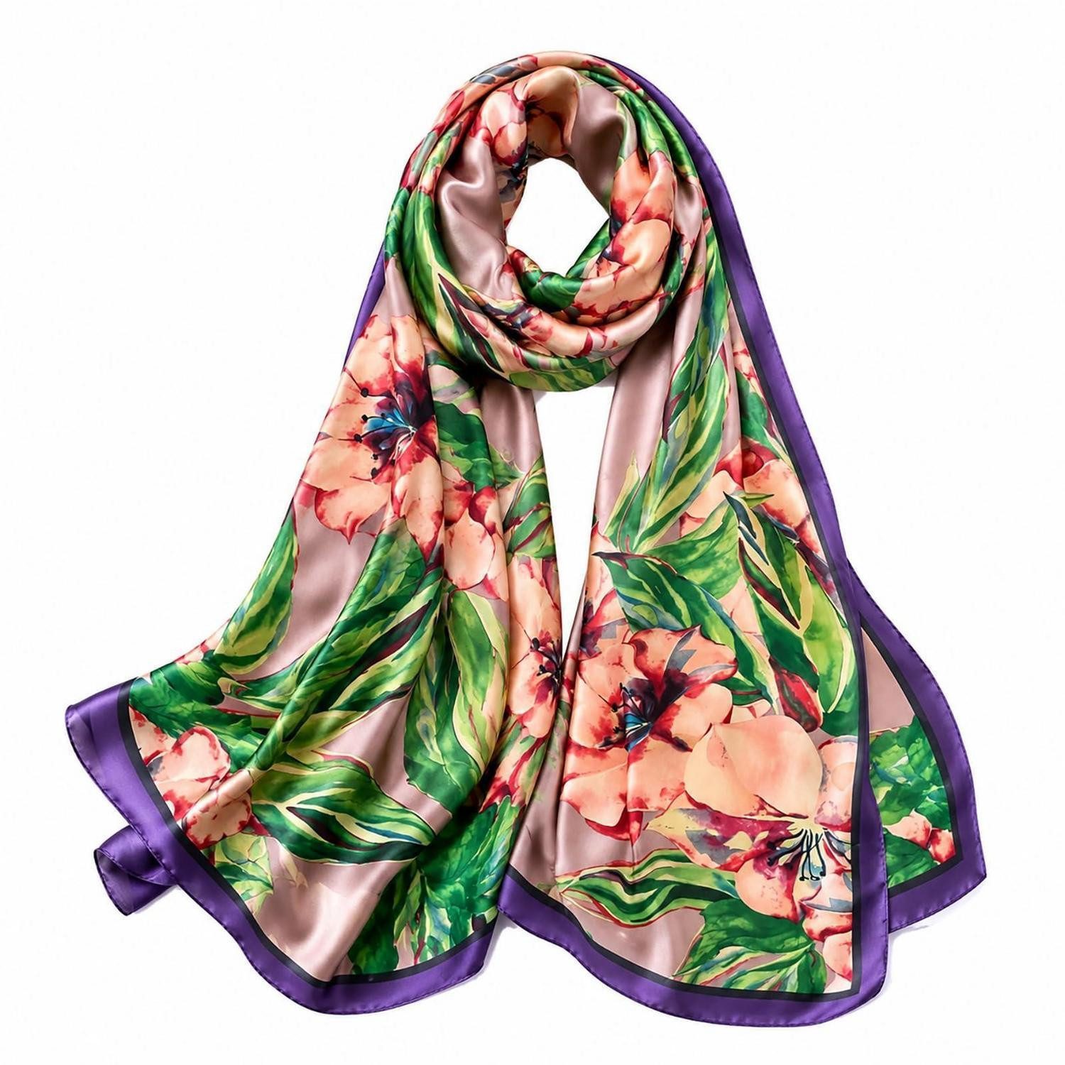 LuxusKollektion Seidenschal Seidenschal Damen Blume Gedruckt, (1-St)
