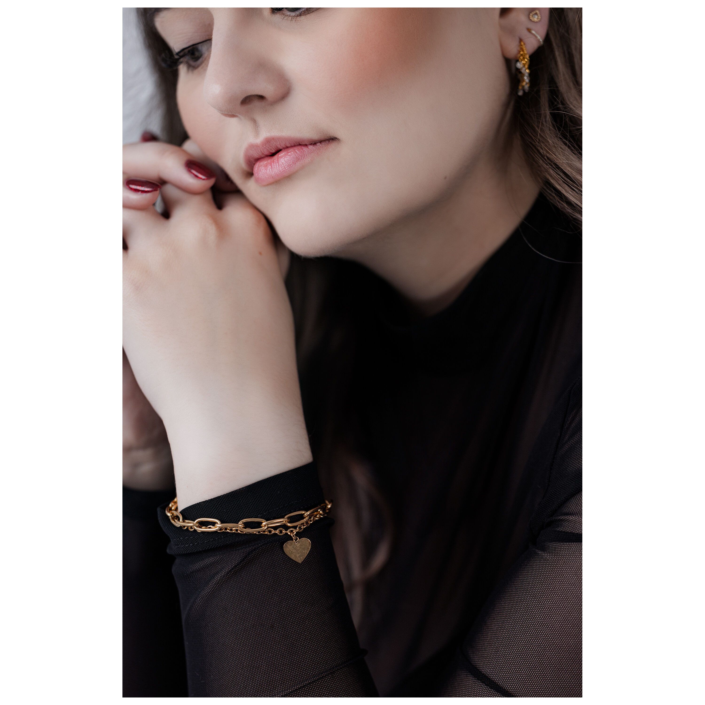 Wildcat Armband Chunky Heart Armband - Roségold, Chirurgenstahl 316L - wasserfest, langlebig, hautverträglich