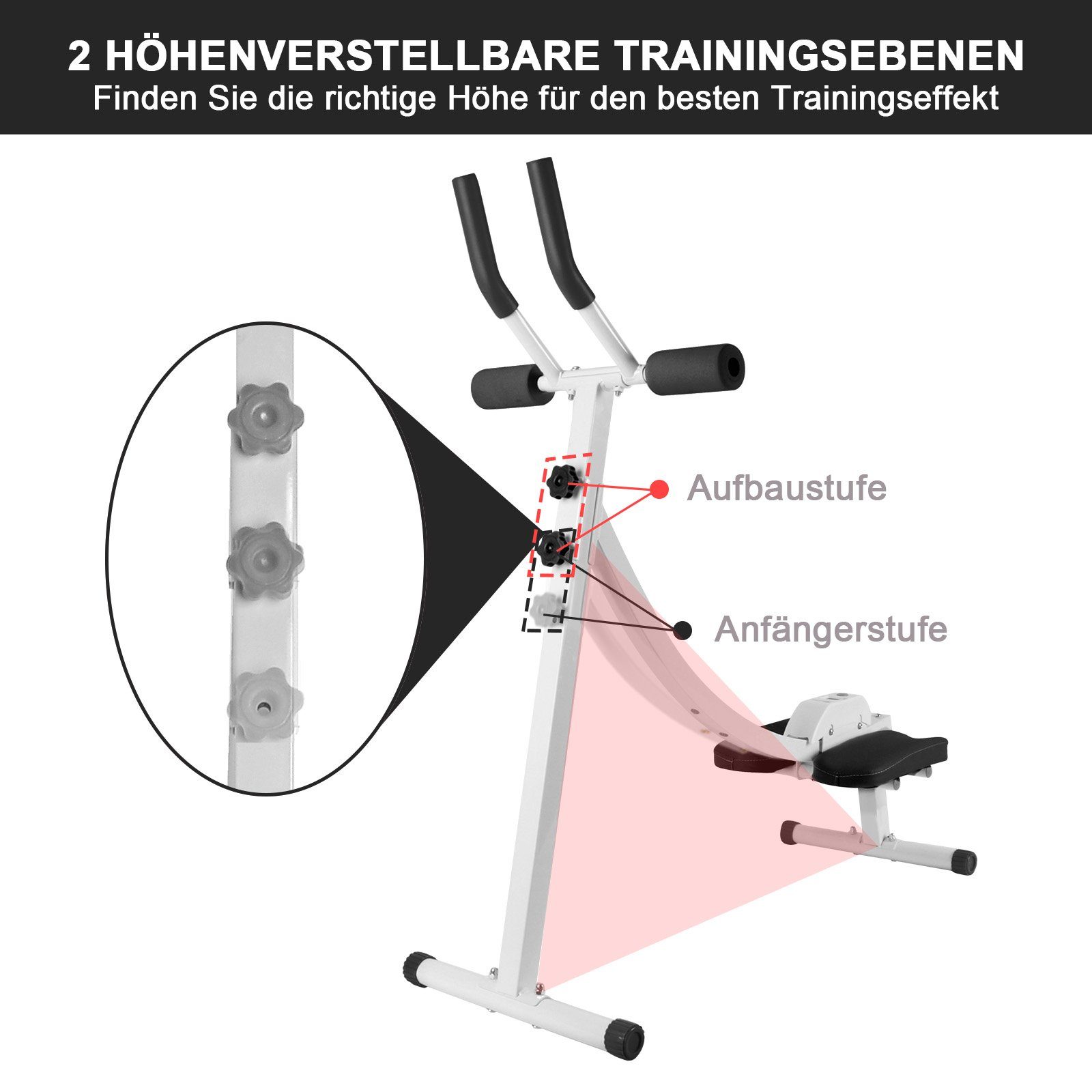 Fitnessgerät Schwarzweiß Heimtrainer klappbar Bauchtrainer Profi BIGTREE Rückentrainer,