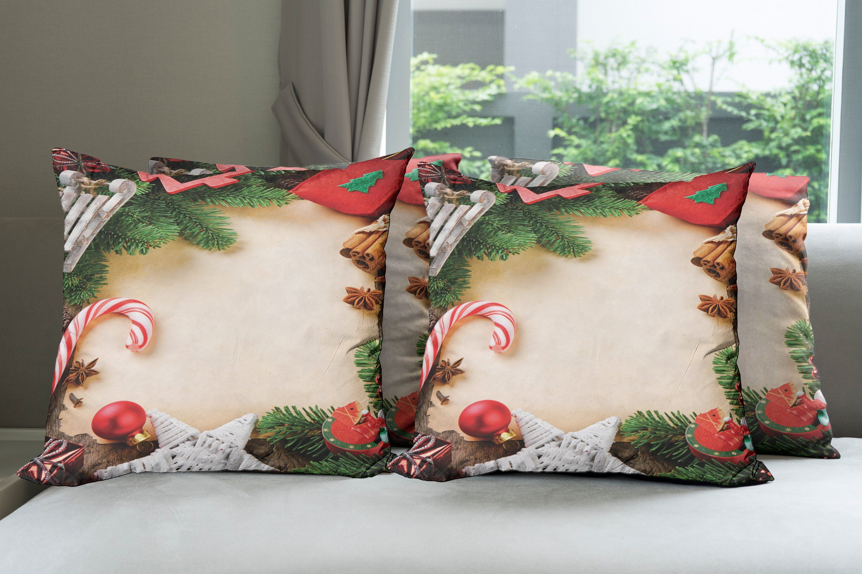 Kissenbezüge Modern Accent Doppelseitiger Weihnachten Cinnamon Candy Abakuhaus (4 Digitaldruck, Stück), Cane