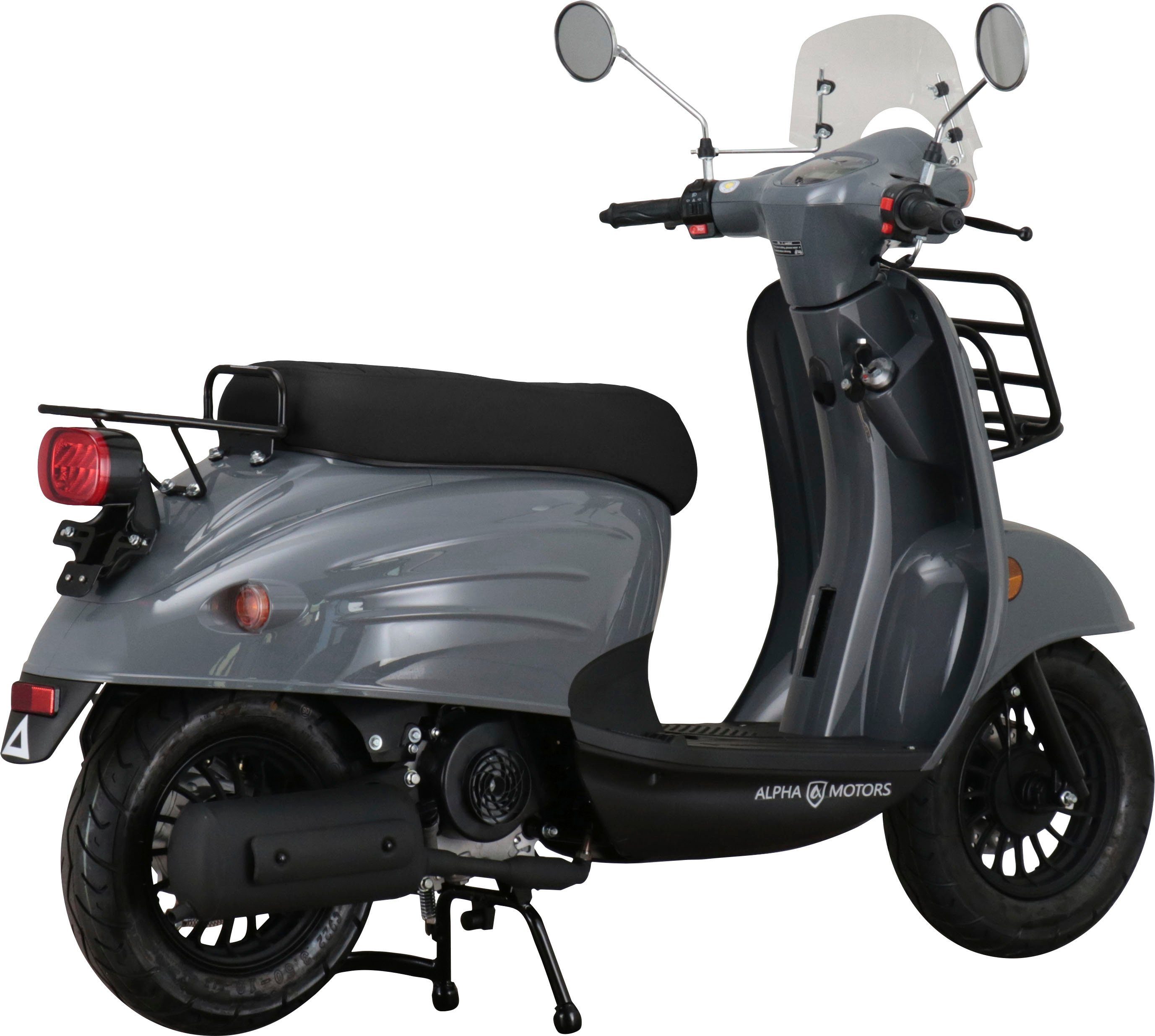 Alpha Motors Motorroller Adria, 50 ccm, 45 km/h, Euro 5, (inkl. Windschild), mit Lenkerschloss und Windschild