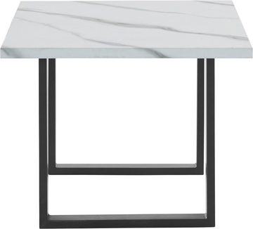 loft24 Couchtisch Camilla, Tischplatte in Marmor Optik, Kufengestell aus Metall, Breite 60 cm