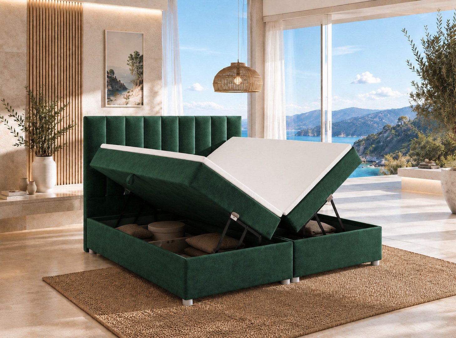 Best for Home Boxspringbett Trinity K-10 mit zwei Bettkasten Premium mit Komfort Topper – modern (Doppelbett mit Stauraum, Federkernmatratze, gepolstertes Kopfteil, Doppelbett versch. Größen, 140x200 160x200 180x200 200x200 cm), Handwerksqualität, TOP Preis-Leistungs-Verhältnis