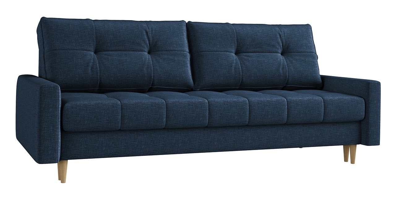 MKS MÖBEL Relaxfunktion, Sofa mit Schlaffunktion mit Scandi, Marineblau und Bettkasten