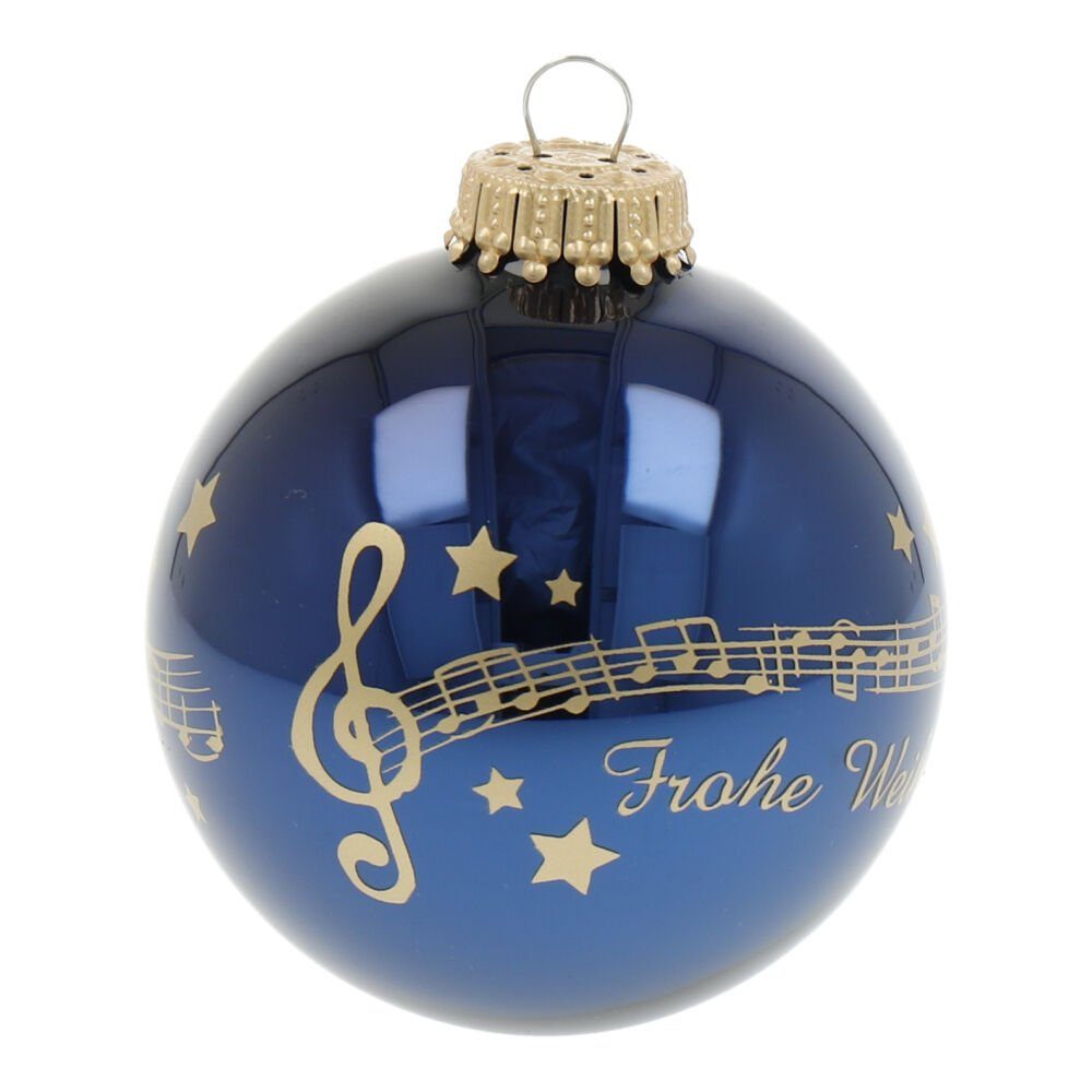 mugesh Weihnachtsbaumkugel Weihnachtskugel Notenzeile Stille Nacht, für Musiker cobaltblau