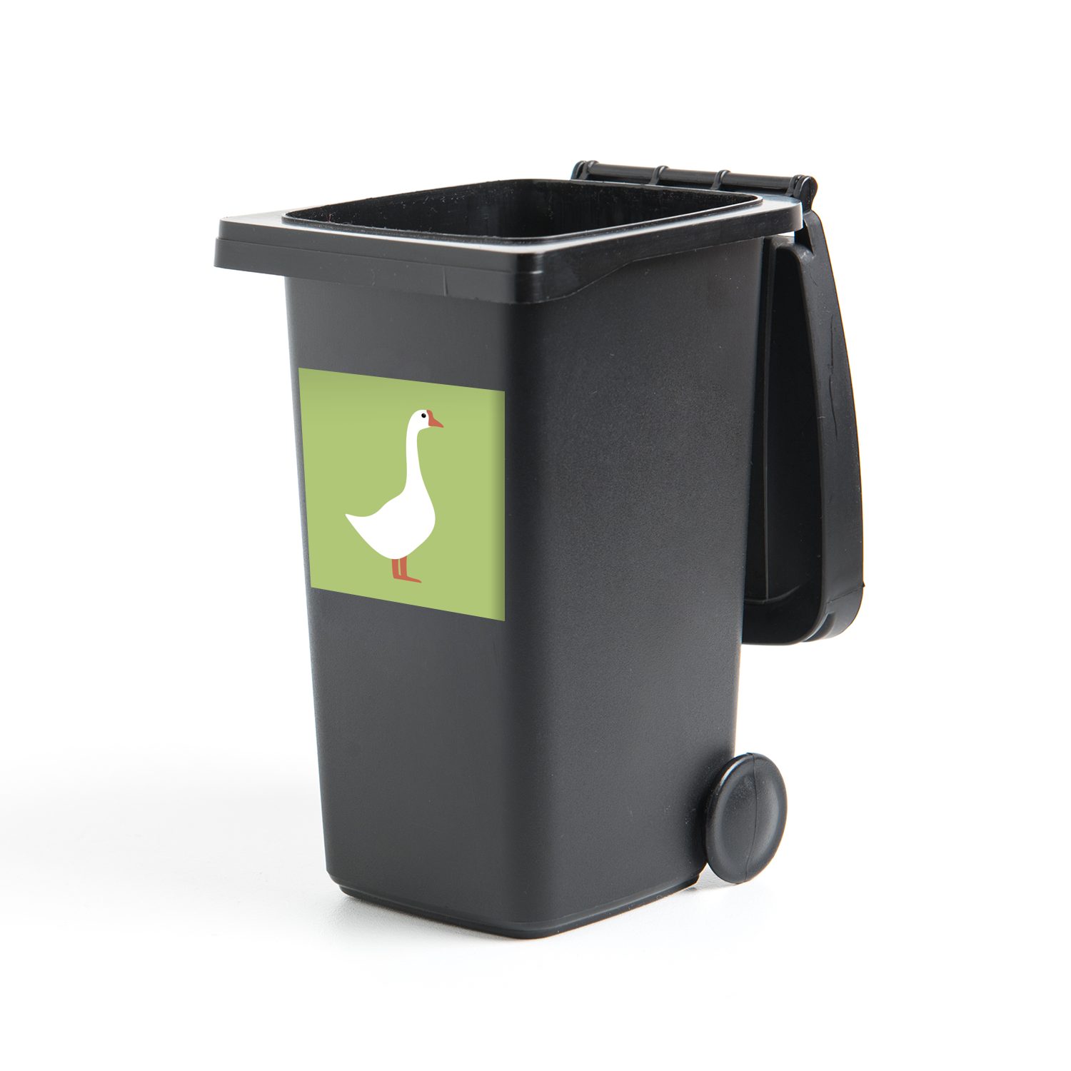 MuchoWow Wandsticker Illustration einer Gans auf grünem Hintergrund (1 St), Mülleimer-aufkleber, Mülltonne, Sticker, Container, Abfalbehälter