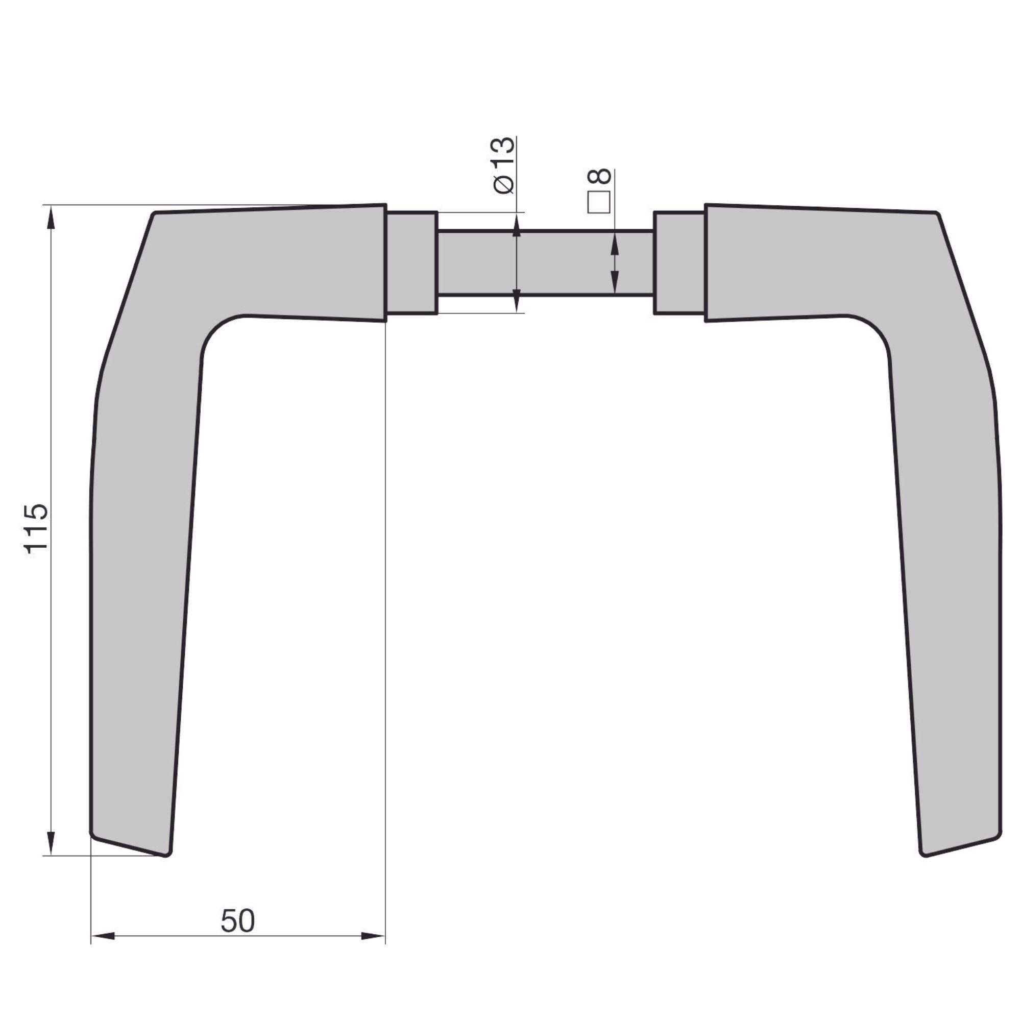 BASI Türbeschlag Drückerpaar (Packung), Ersatzdrücker, Alu F1, S-Form, Türstärken 35 - 48 mm, Vierkant 8 mm